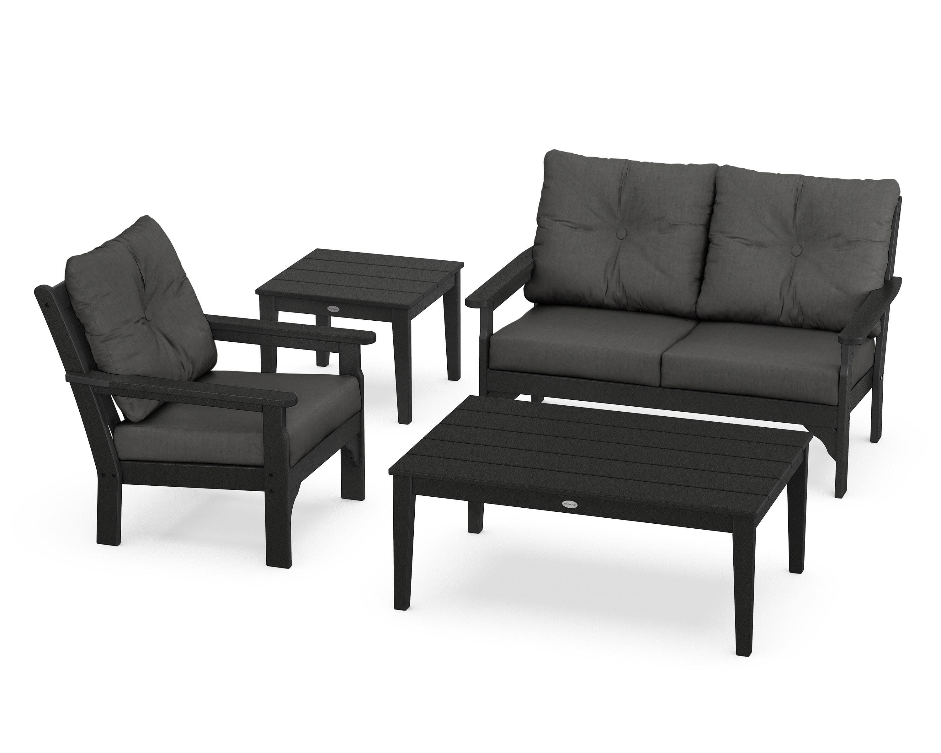 Vineyard 4-Piece Deep Seating Set in Black / Spectrum Carbon