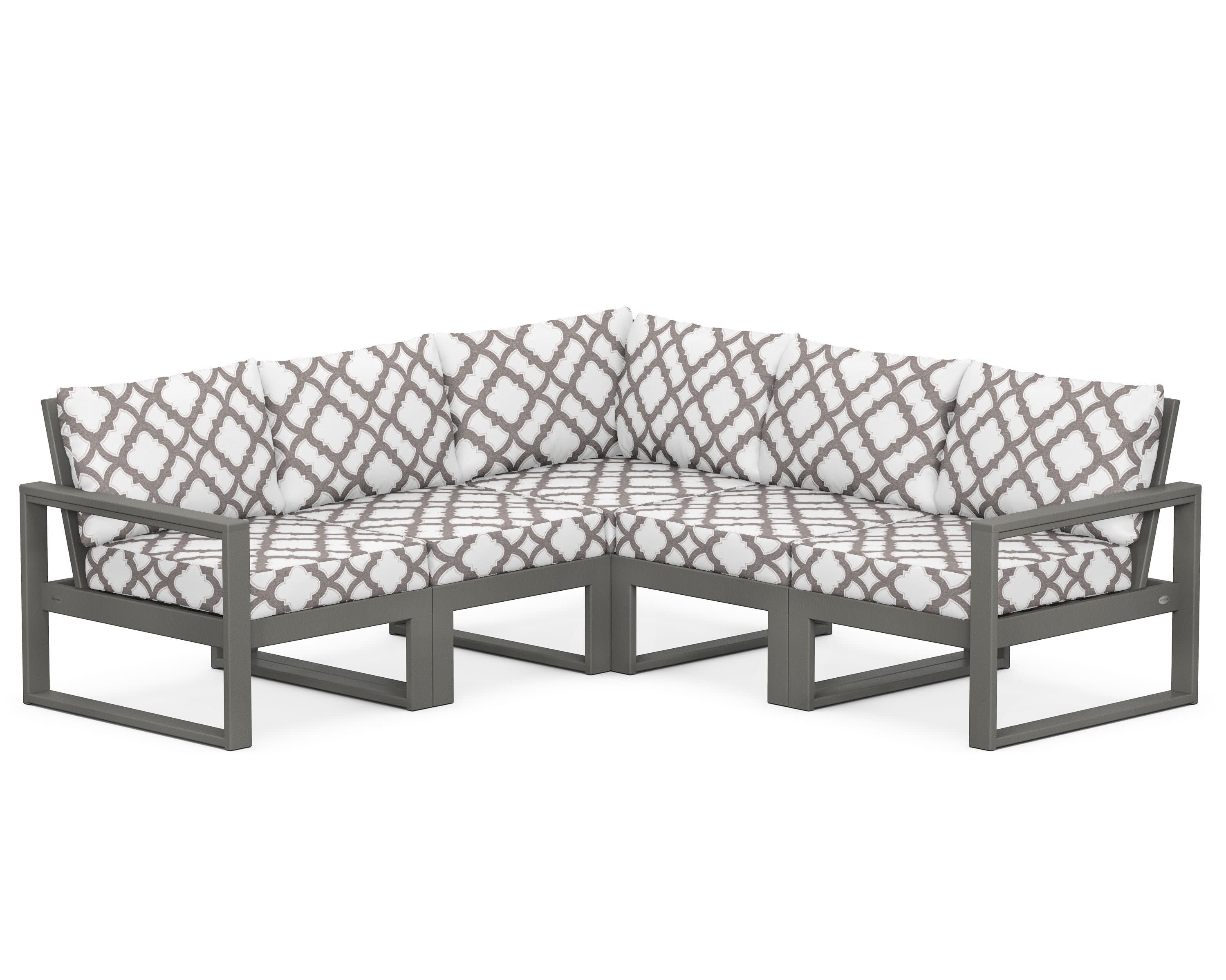 EDGE 5-Piece Modular Deep Seating Set in Slate Grey / Trellis Grey Mist
