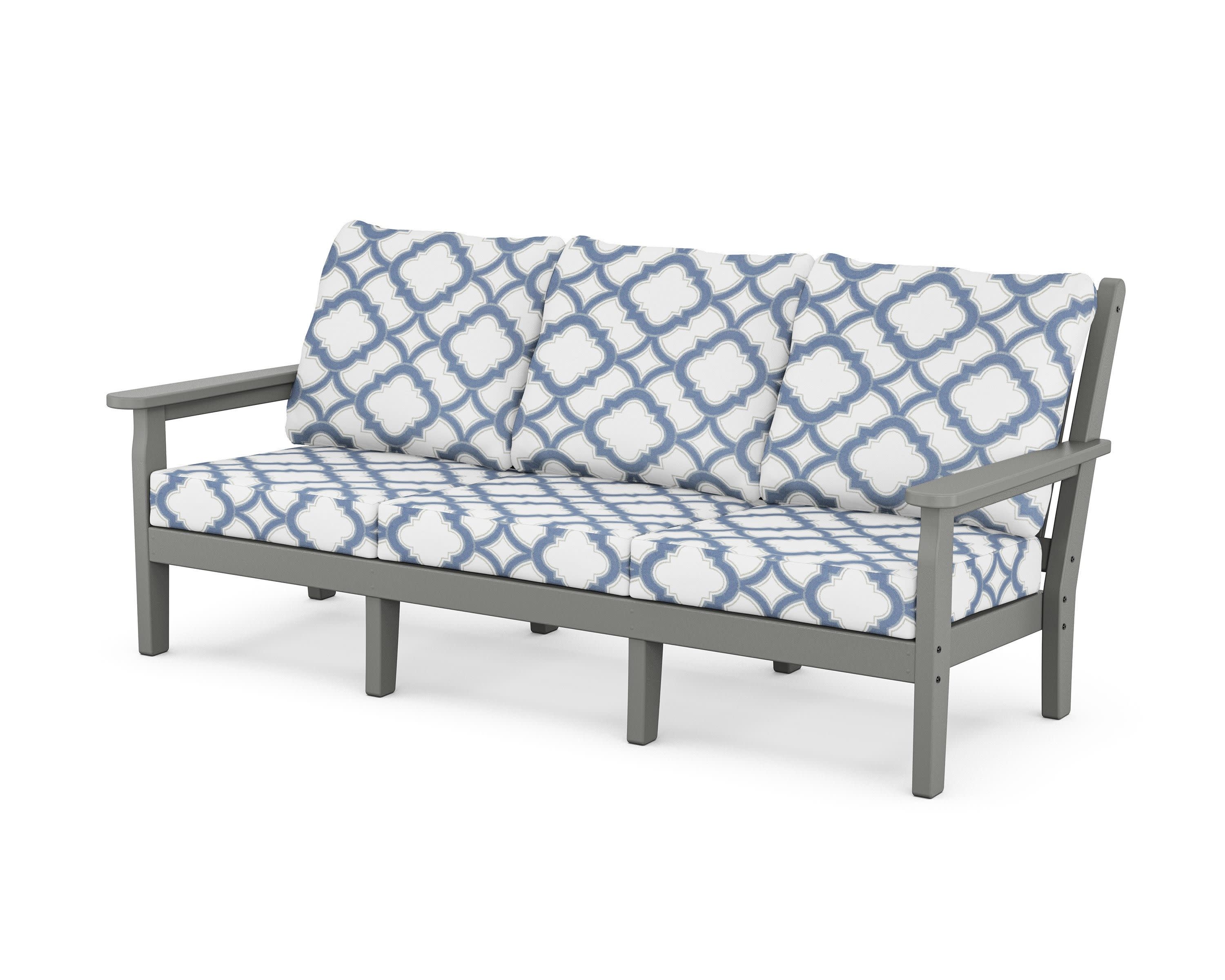 Chippendale Deep Seating Sofa in Slate Grey / Trellis Sky Blue