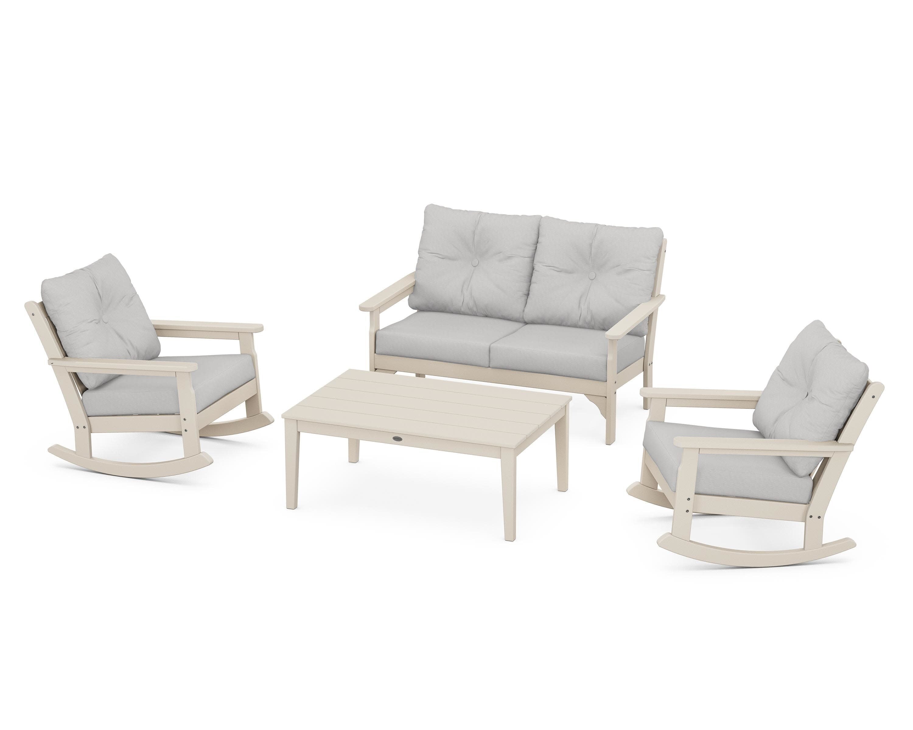 Vineyard 4-Piece Deep Seating Rocking Chair Set in Sand / Diamond in the Rough