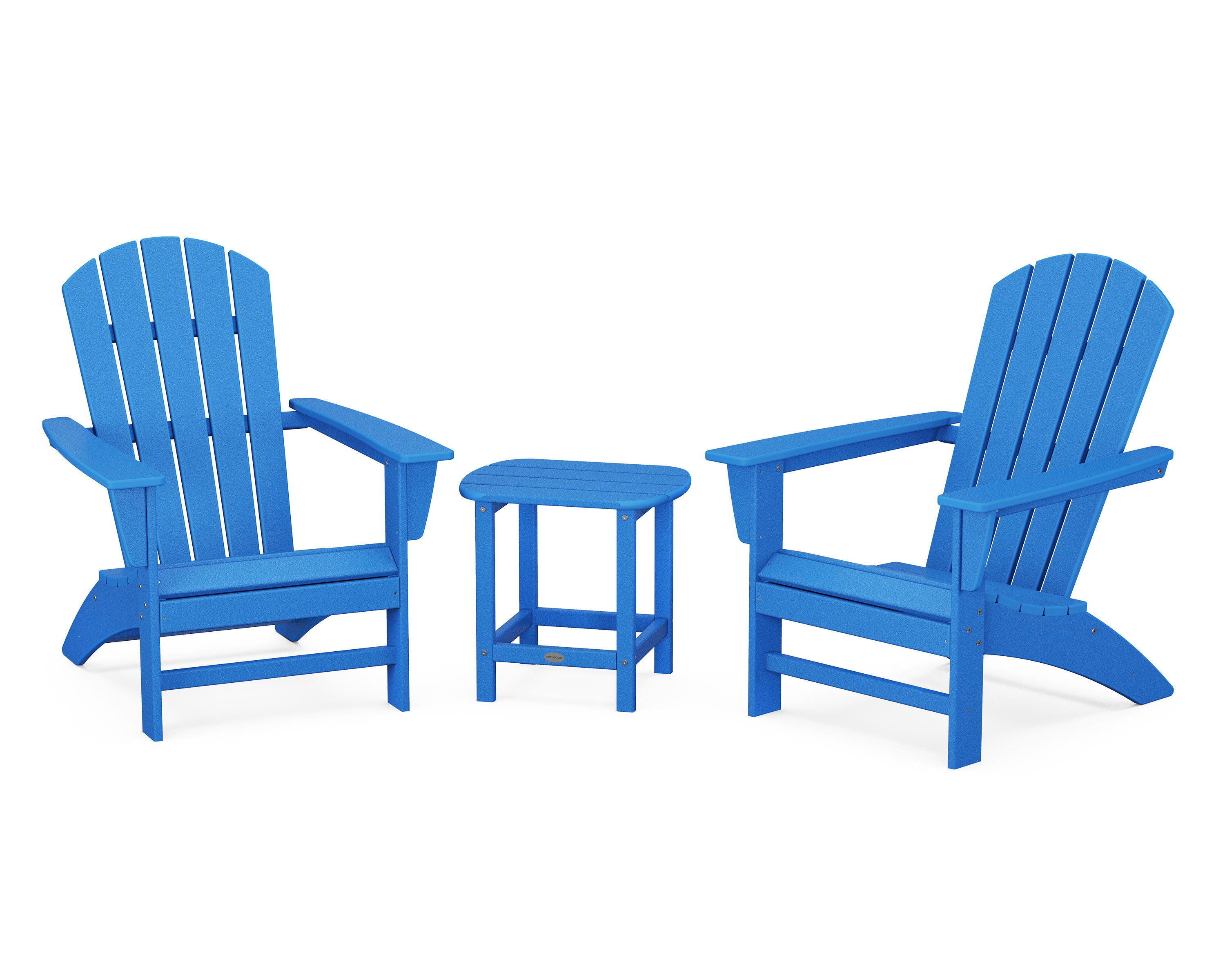 Nautical 3-Piece Adirondack Set with South Beach 18" Side Table in Pacific Blue