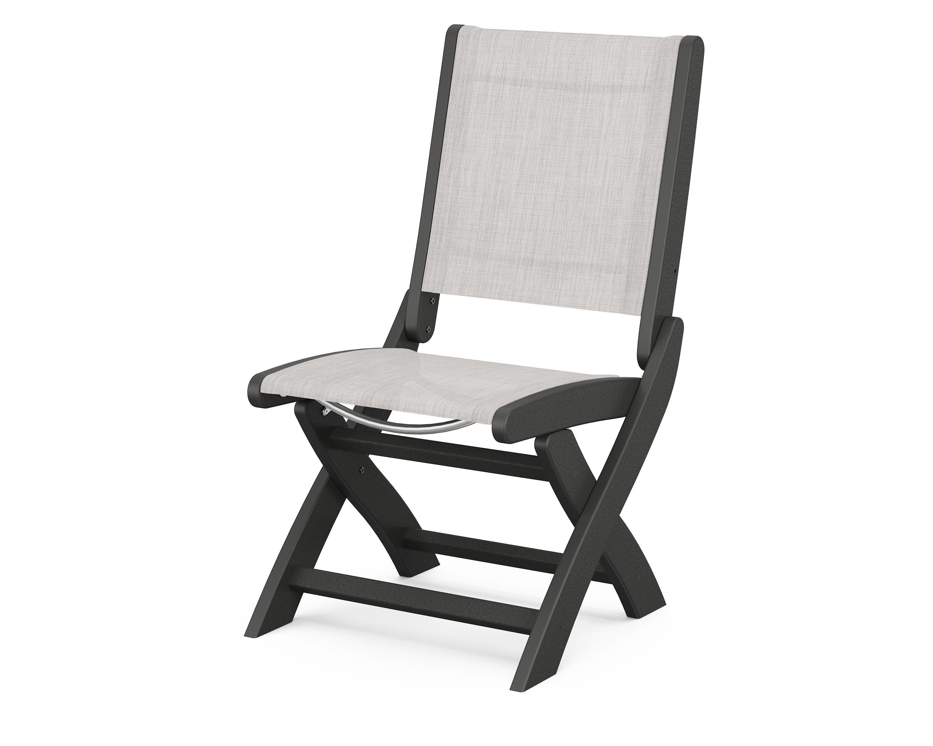 Coastal Folding Side Chair in Black / Parchment Sling