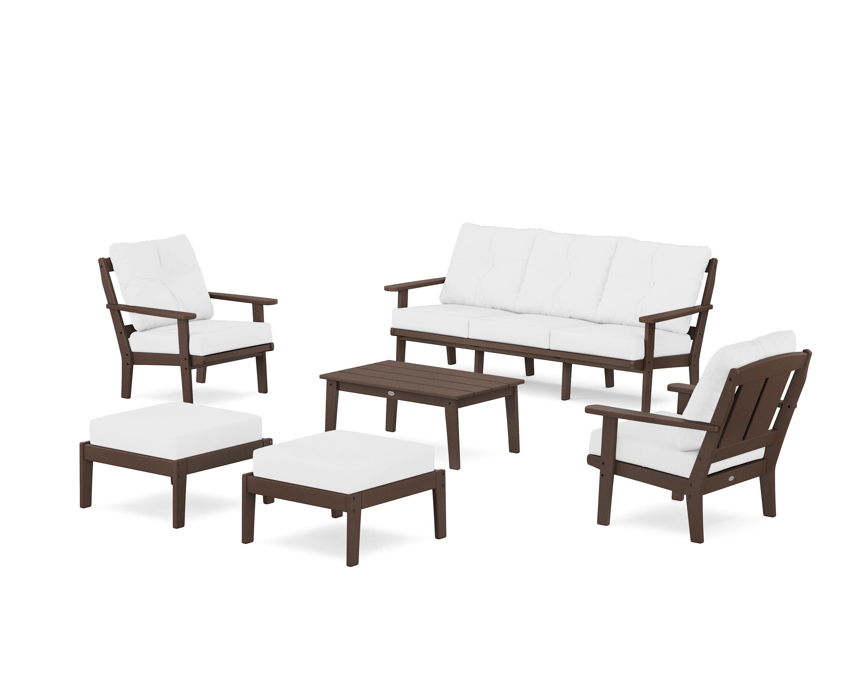 Mission 6-Piece Lounge Sofa Set in Mahogany / Natural