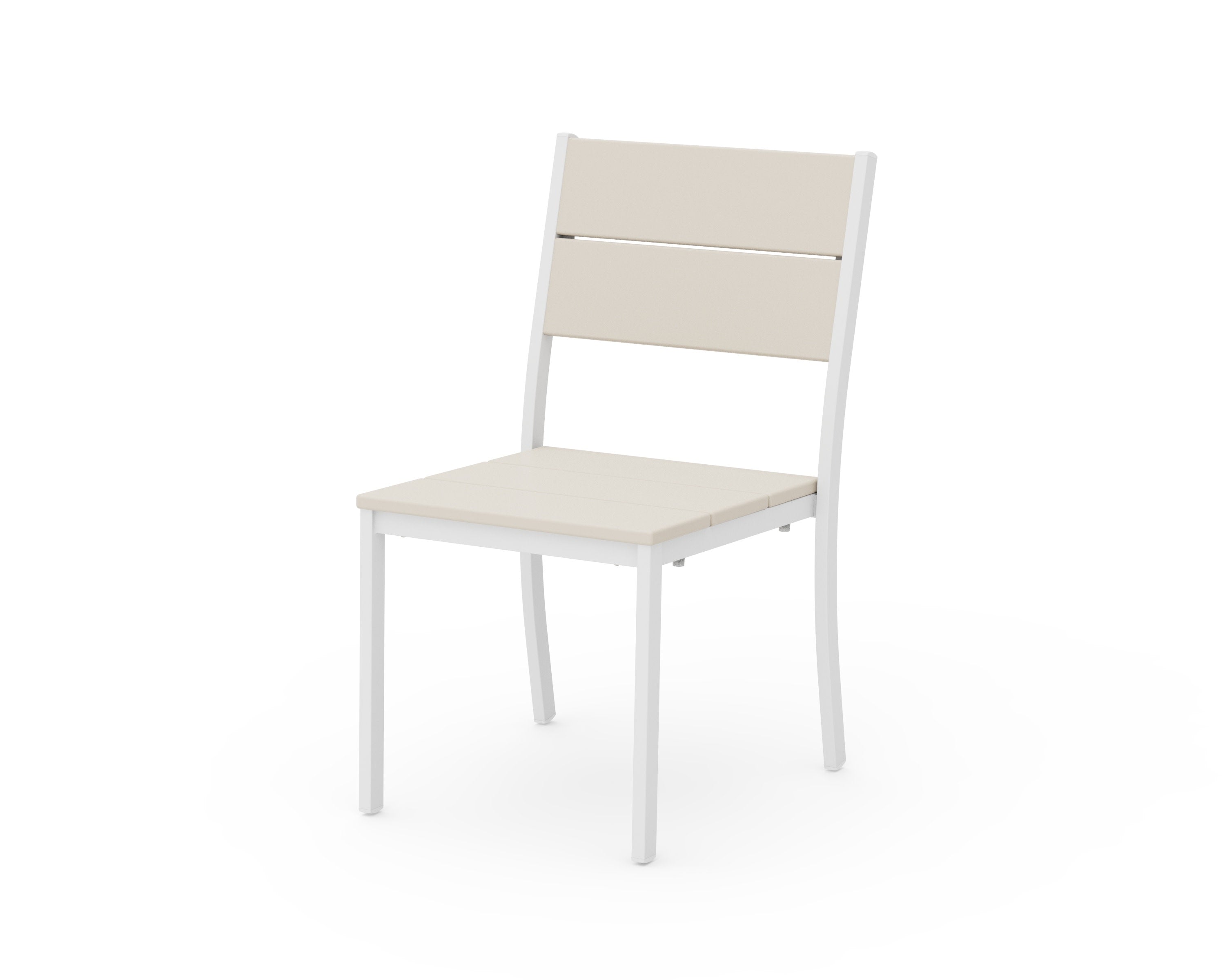 Main Street Stacking Dining Side Chair in White / Sand
