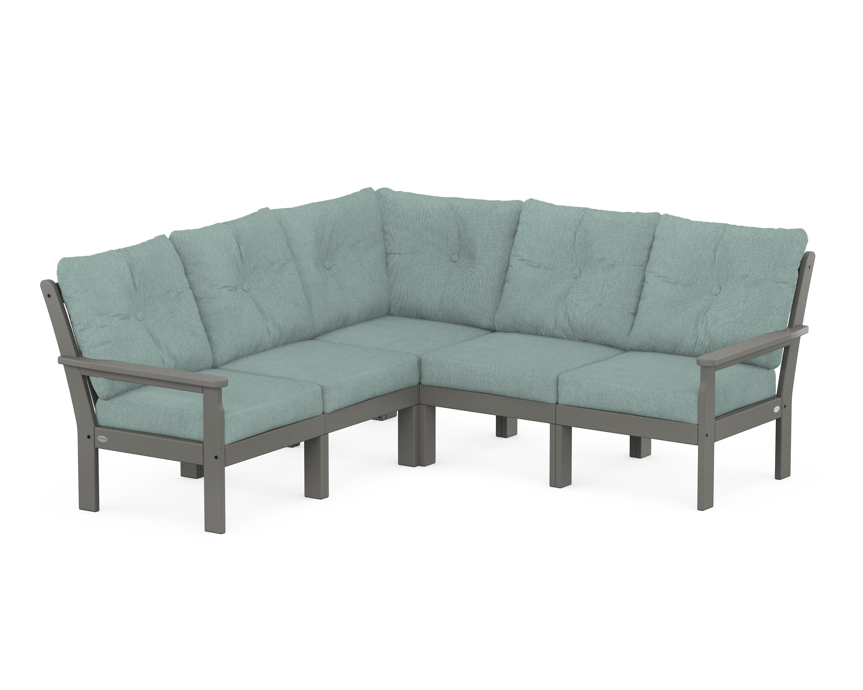 Vineyard 5-Piece Sectional in Slate Grey / Glacier Spa