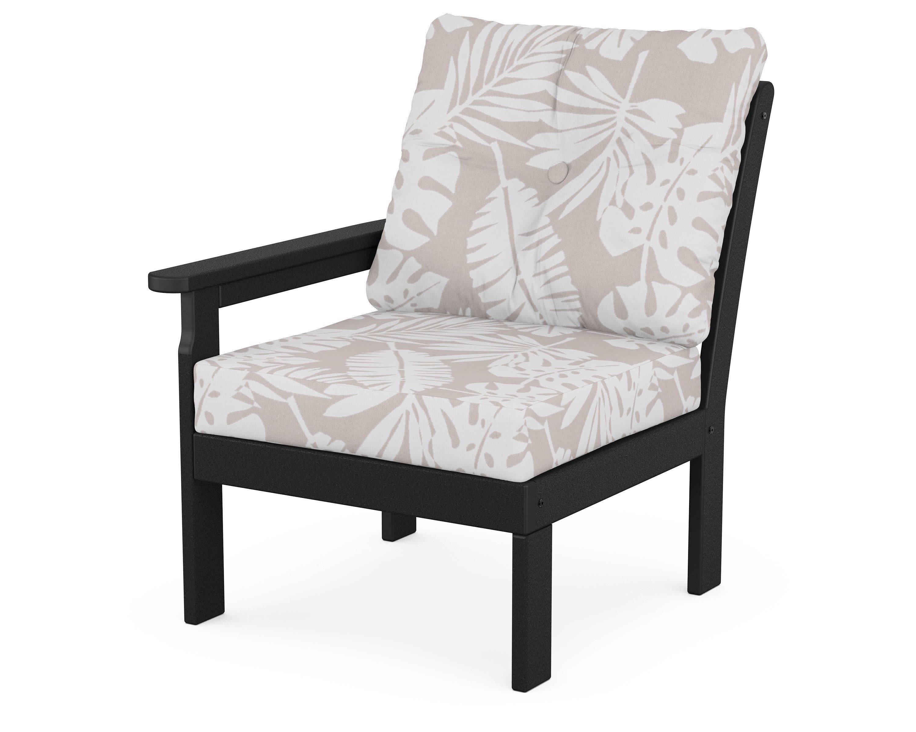 Vineyard Modular Left Arm Chair in Black / Leaf Dune Burlap
