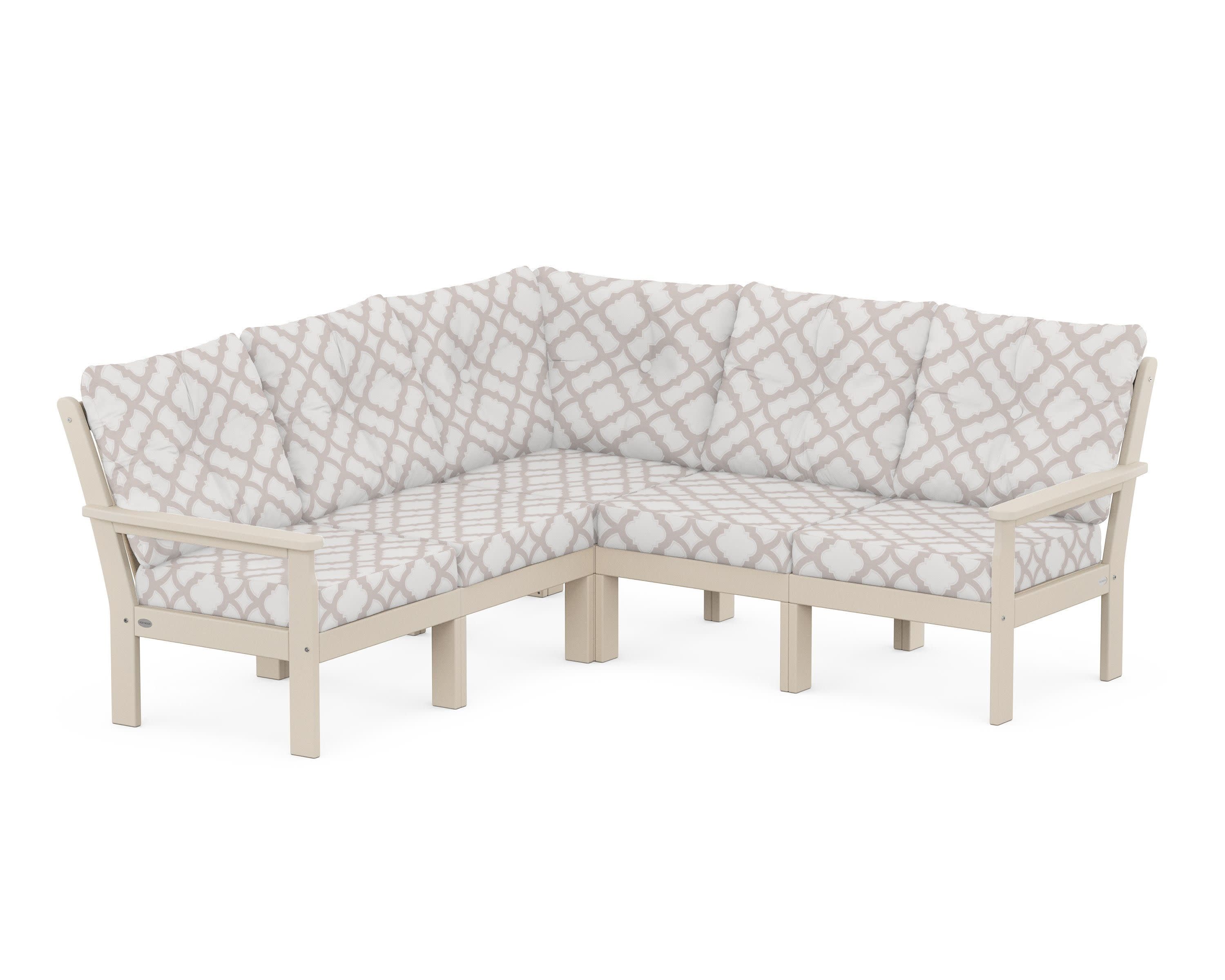 Vineyard 5-Piece Sectional in Sand / Trellis Dune Burlap
