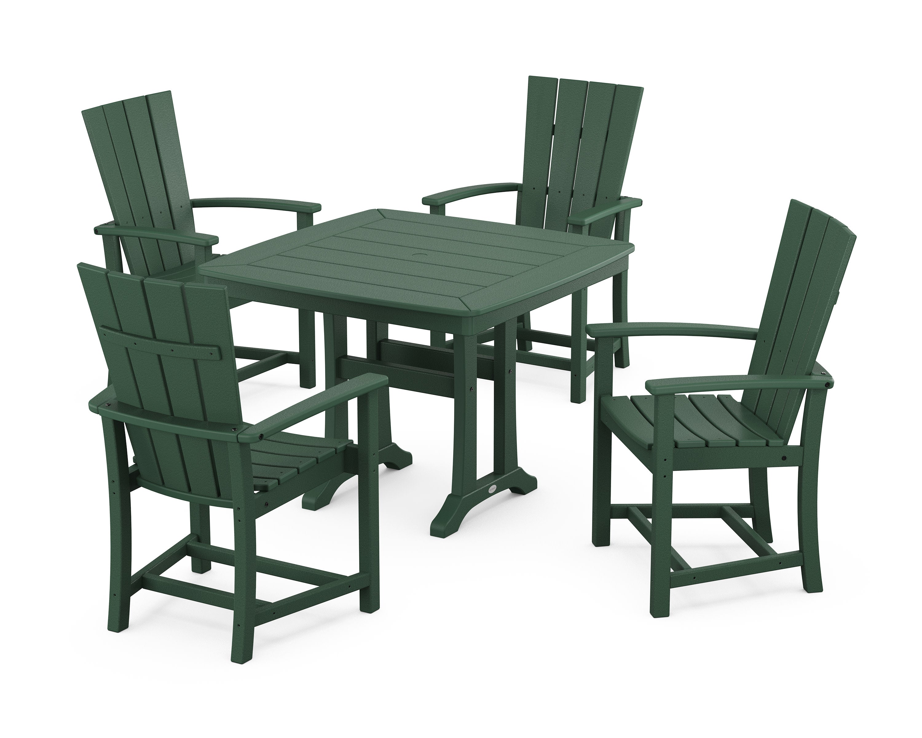 Quattro 5-Piece Dining Set with Trestle Legs in Green
