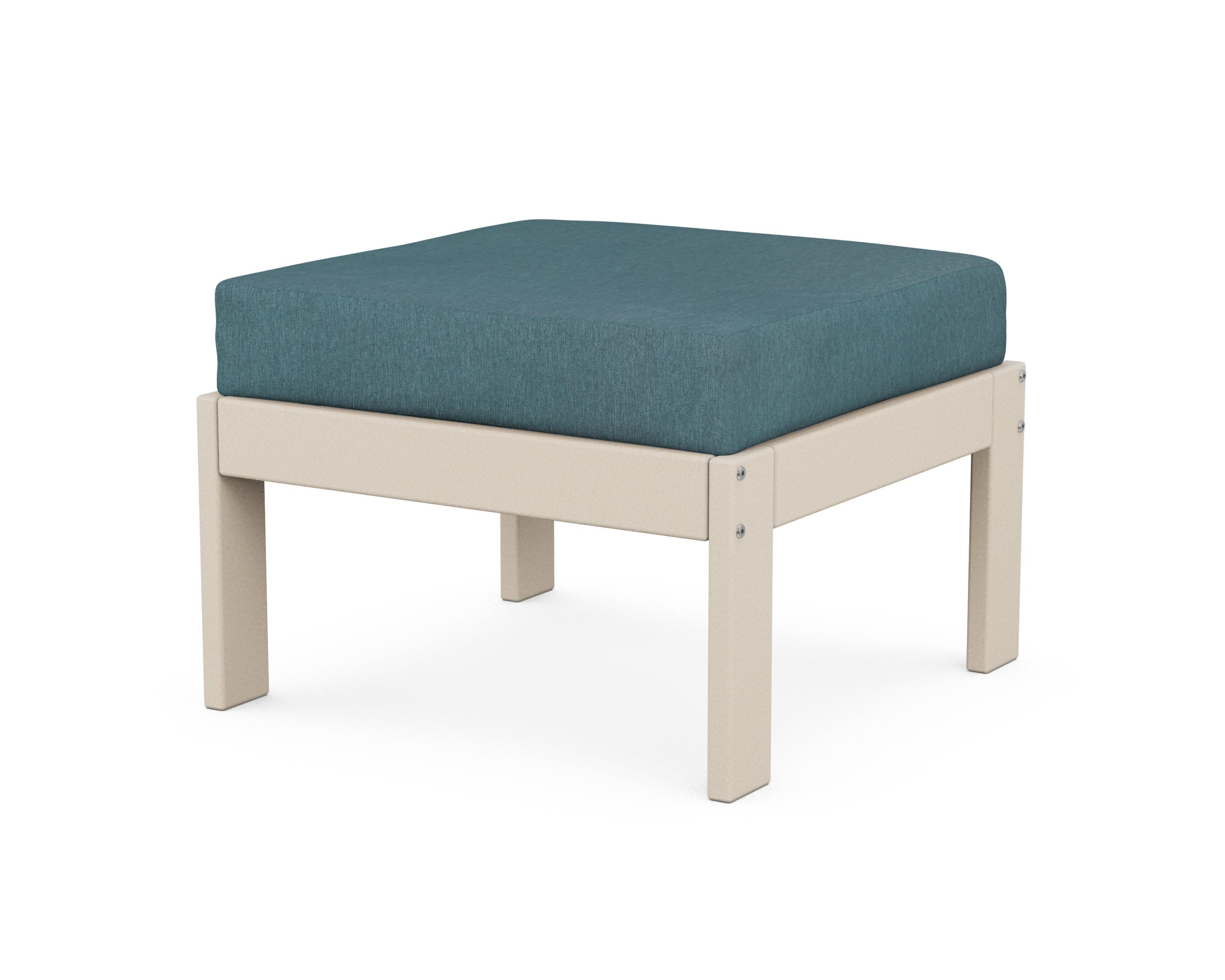 Vineyard Modular Ottoman in Sand / Ocean Teal