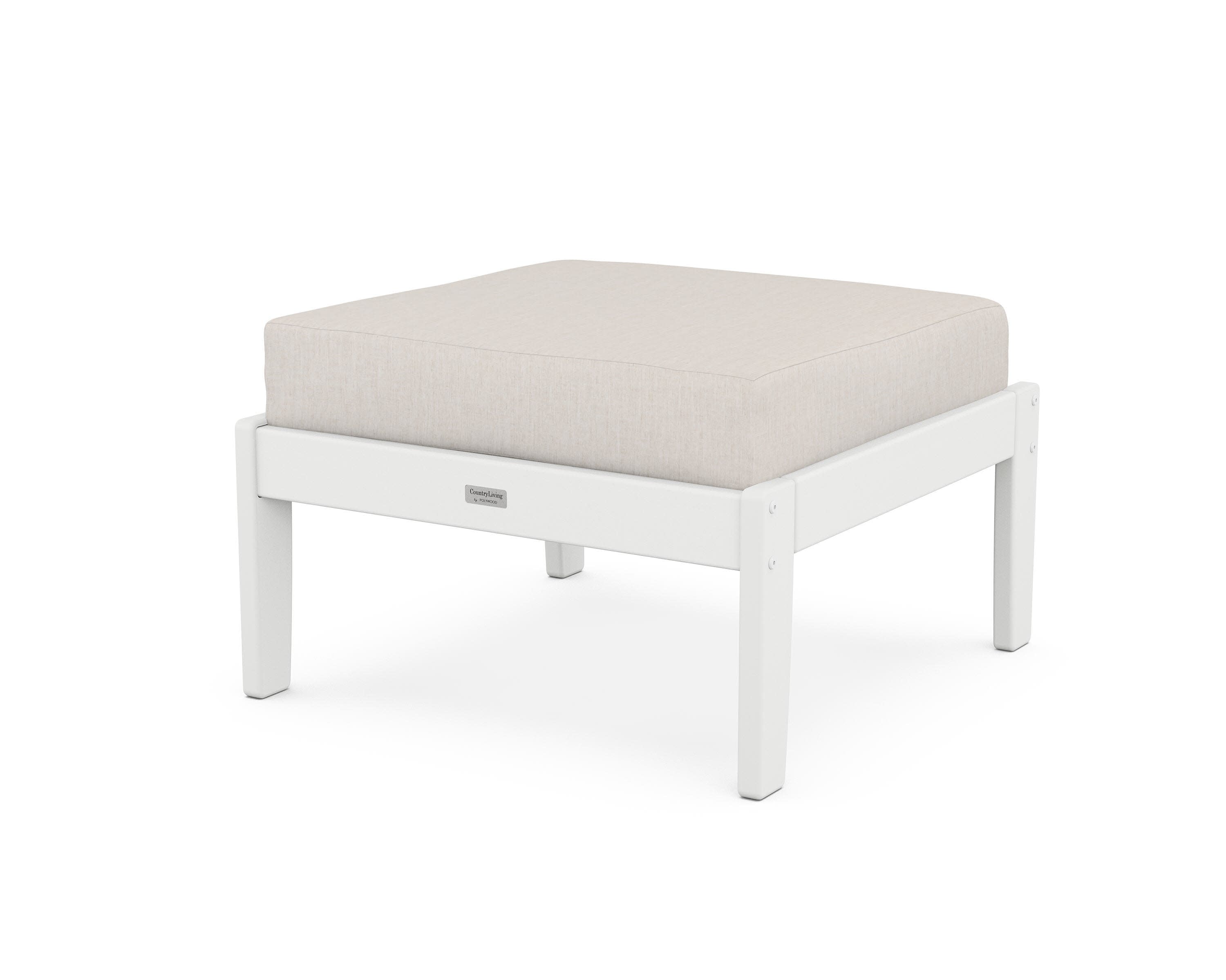 Cottage Deep Seating Ottoman in White / Cast Ash