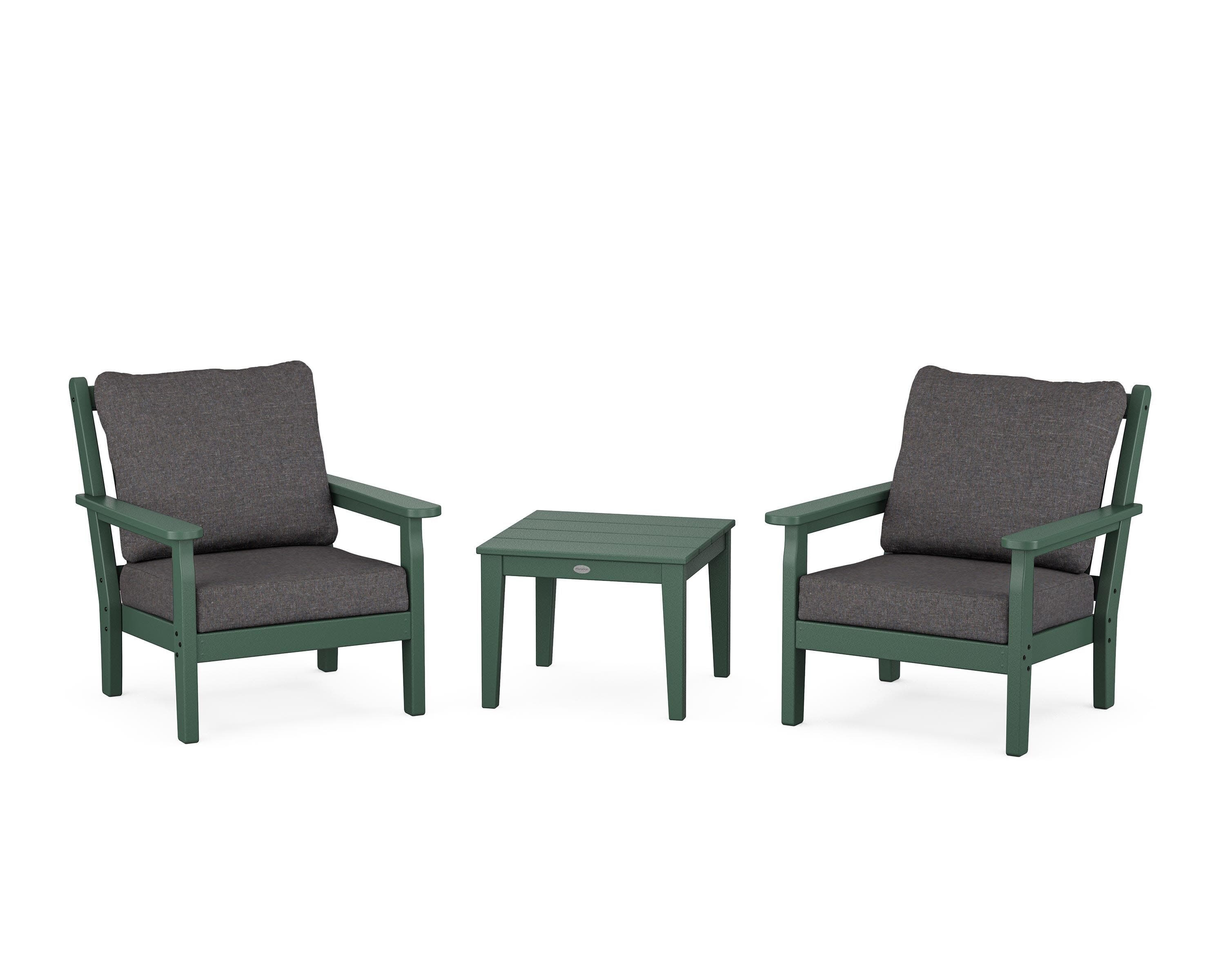 Chippendale 3-Piece Deep Seating Set in Green / Ash Charcoal