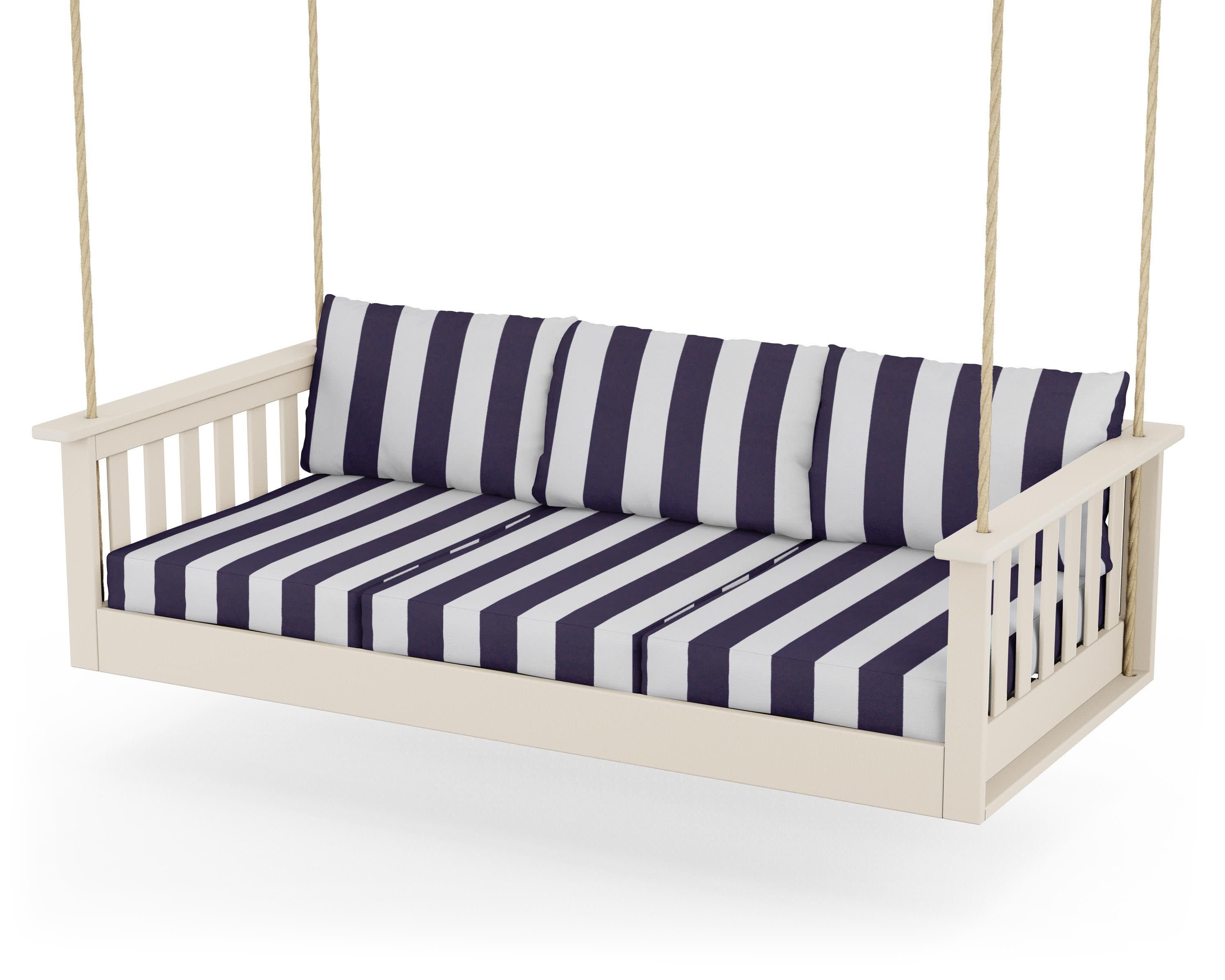Vineyard Daybed Swing in Sand / Cabana Stripe Navy