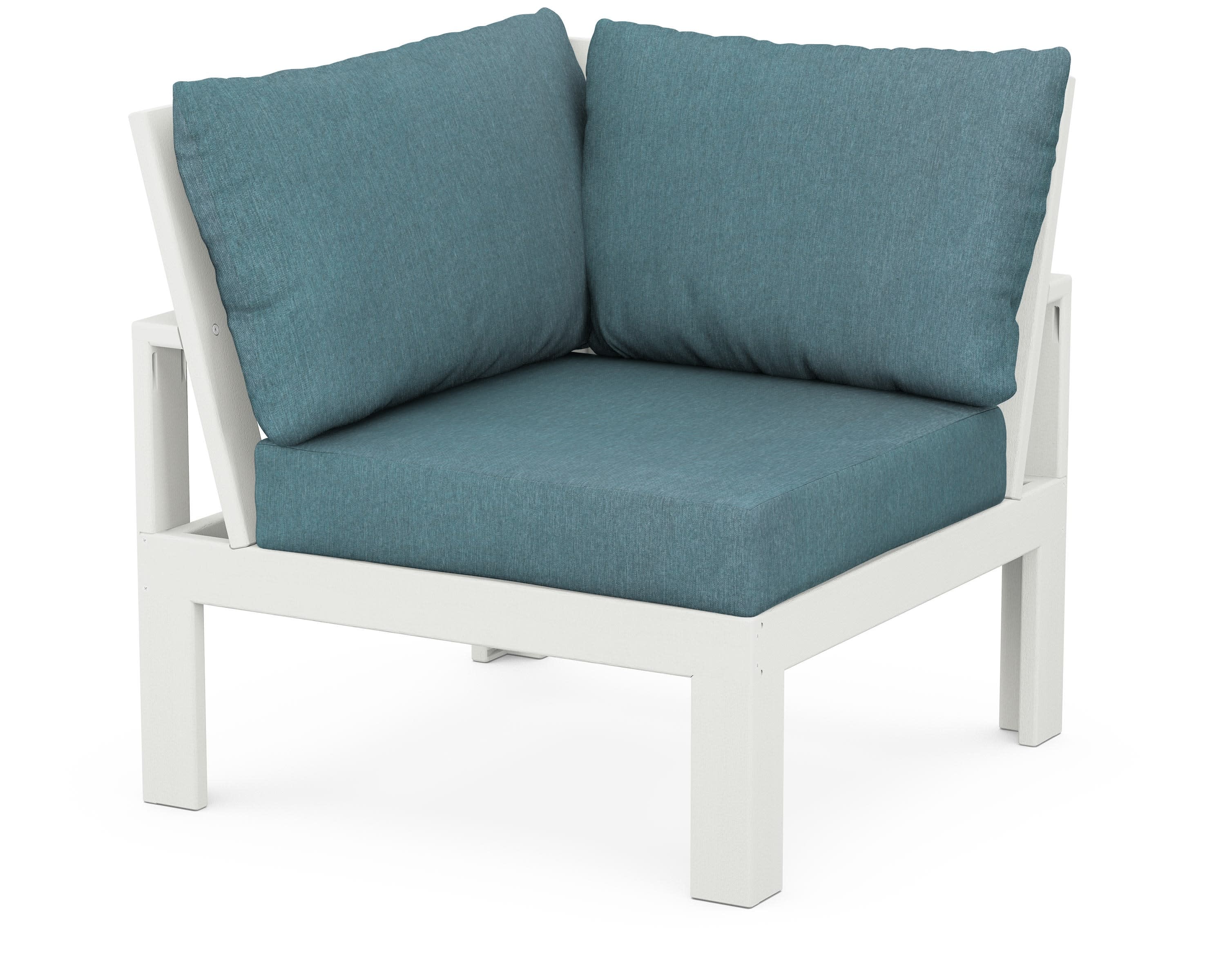 Modular Corner Chair in Vintage White / Ocean Teal