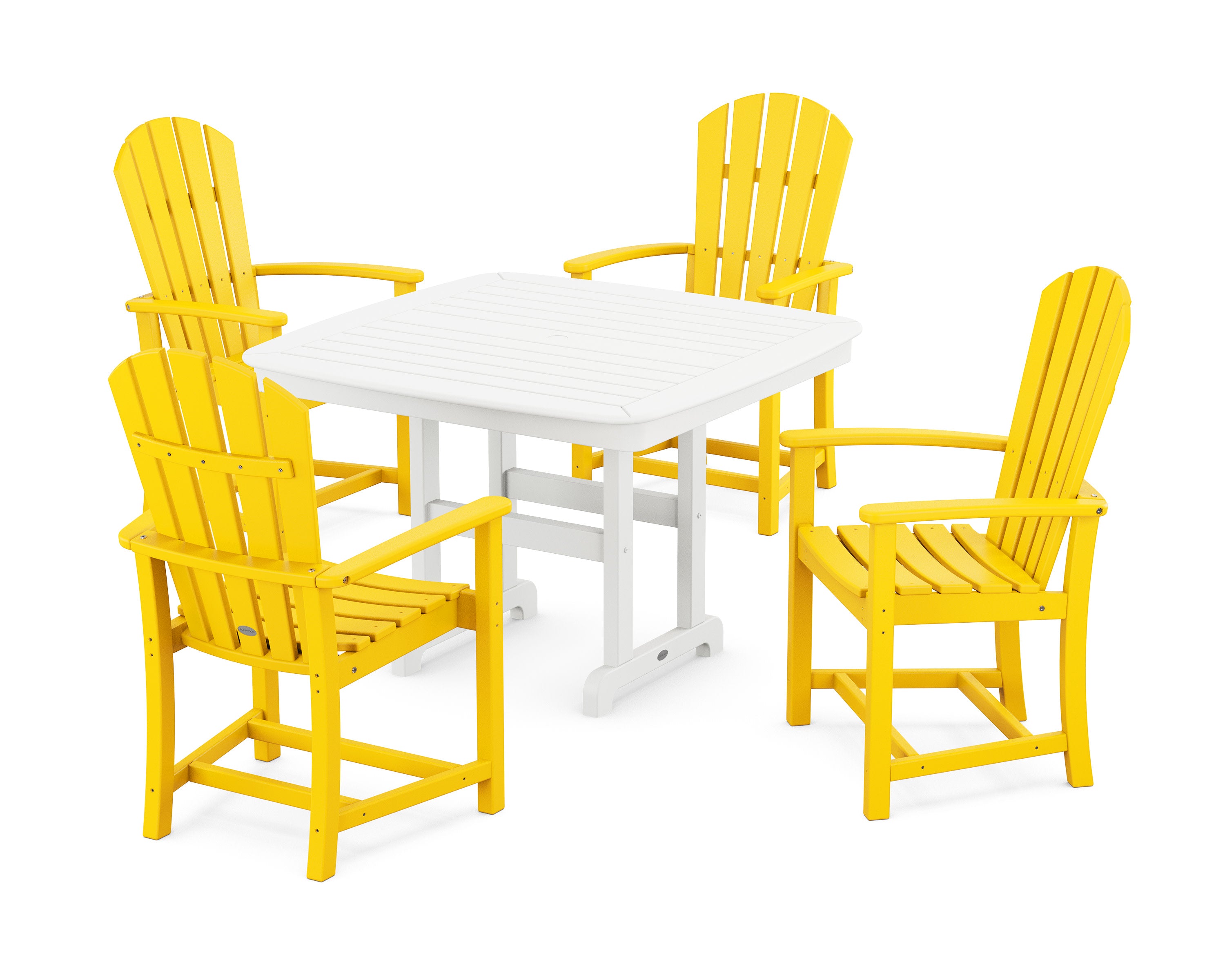 Palm Coast 5-Piece Dining Set with Trestle Legs in Lemon / White