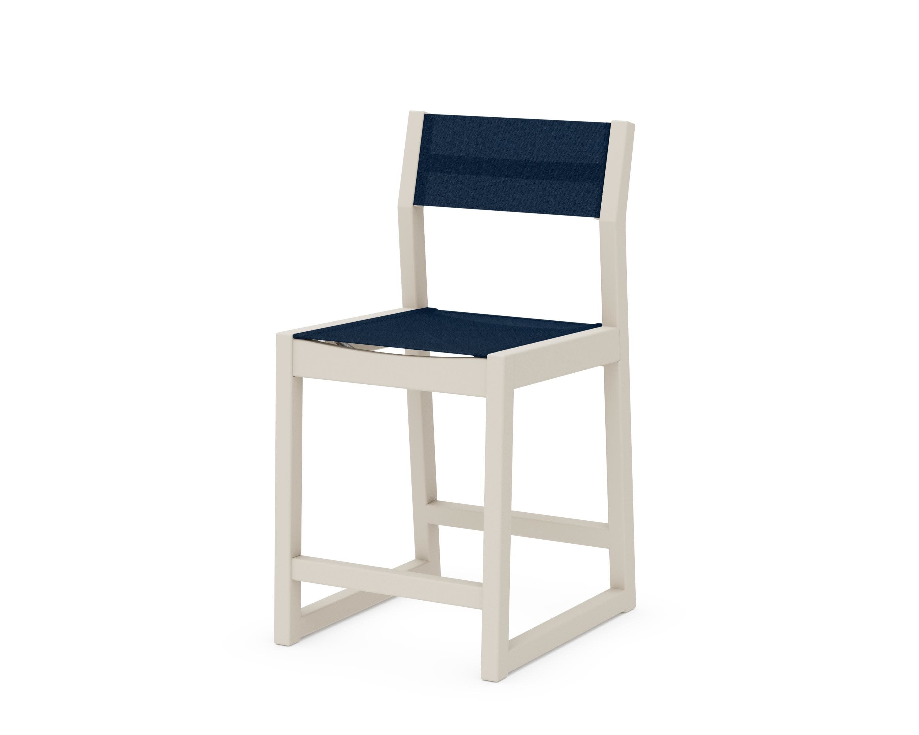 EDGE Sling Counter Side Chair in Sand / Navy Blue Sling