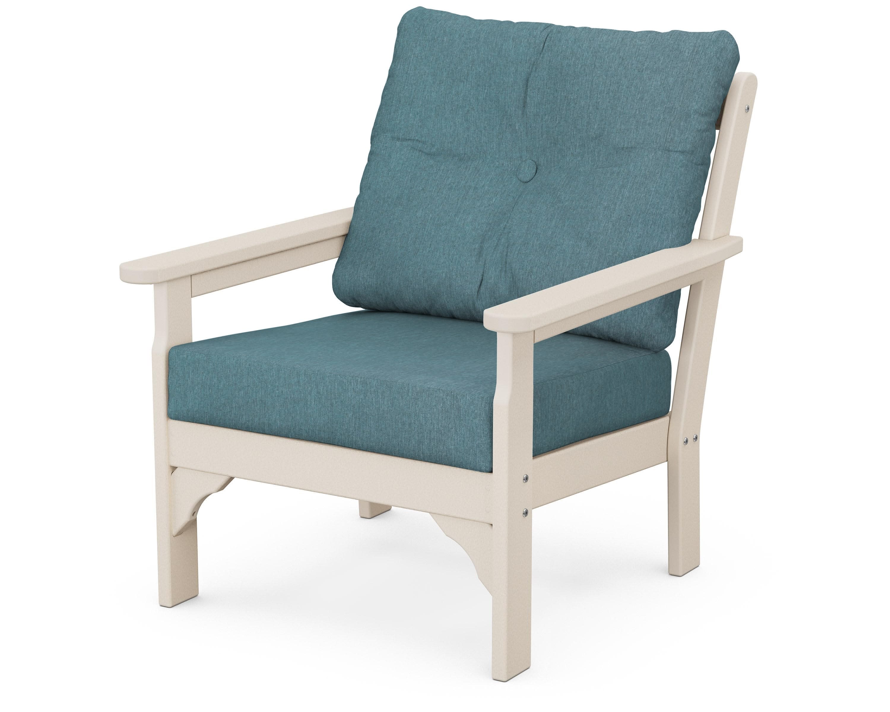 Vineyard Deep Seating Chair in Sand / Ocean Teal