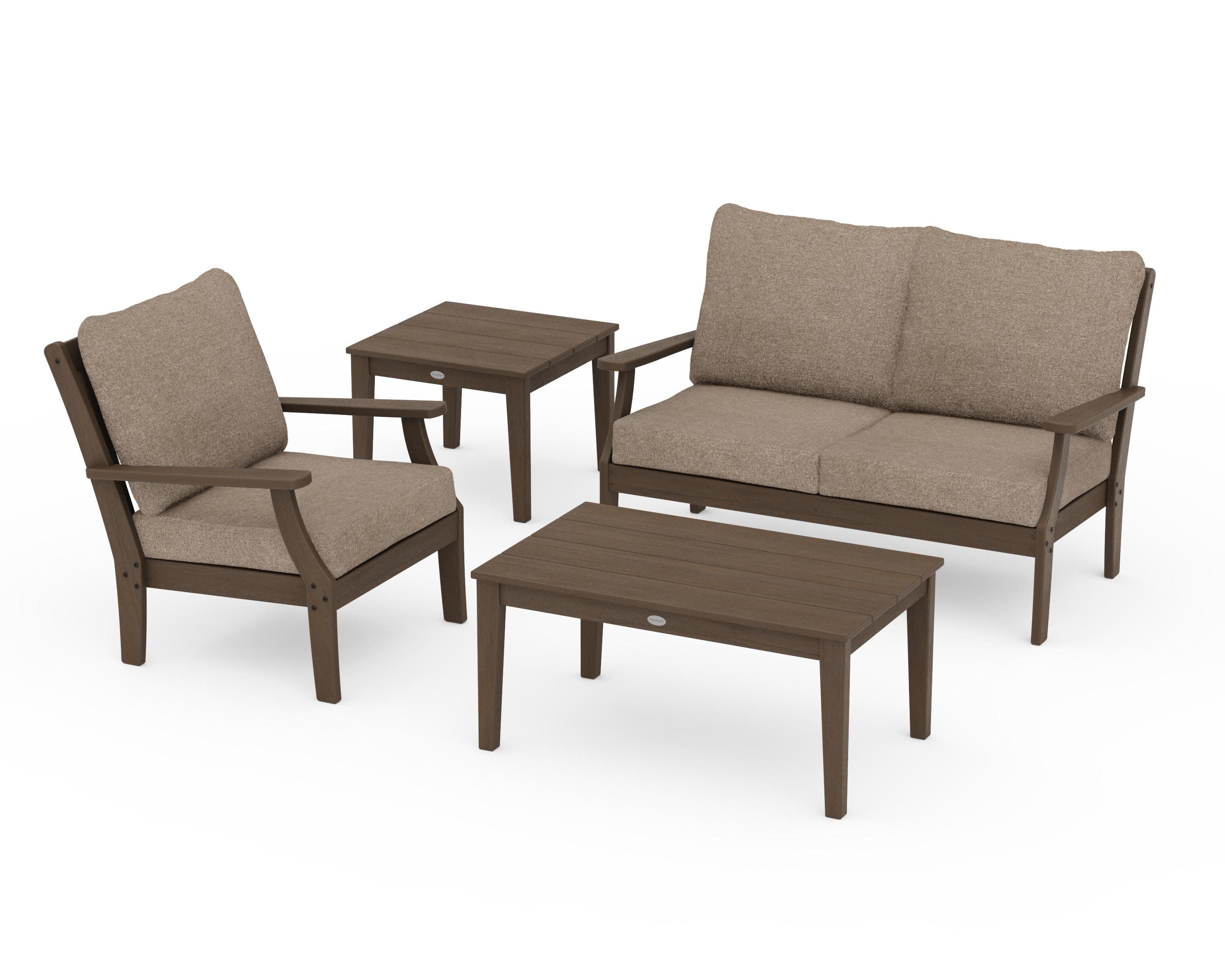 Braxton 4-Piece Deep Seating Set in Kona / Spiced Burlap