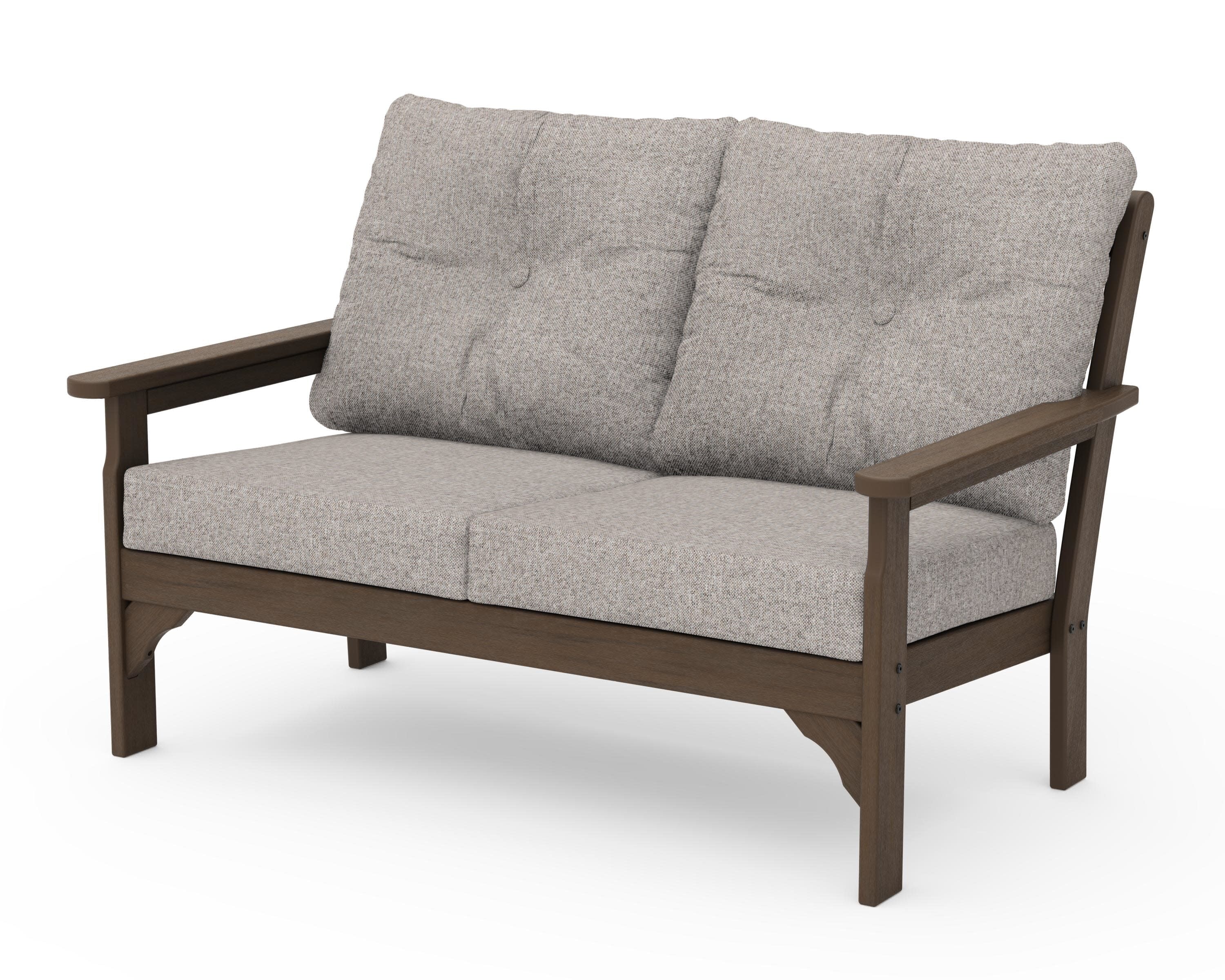 Vineyard Deep Seating Loveseat in Kona / Weathered Tweed
