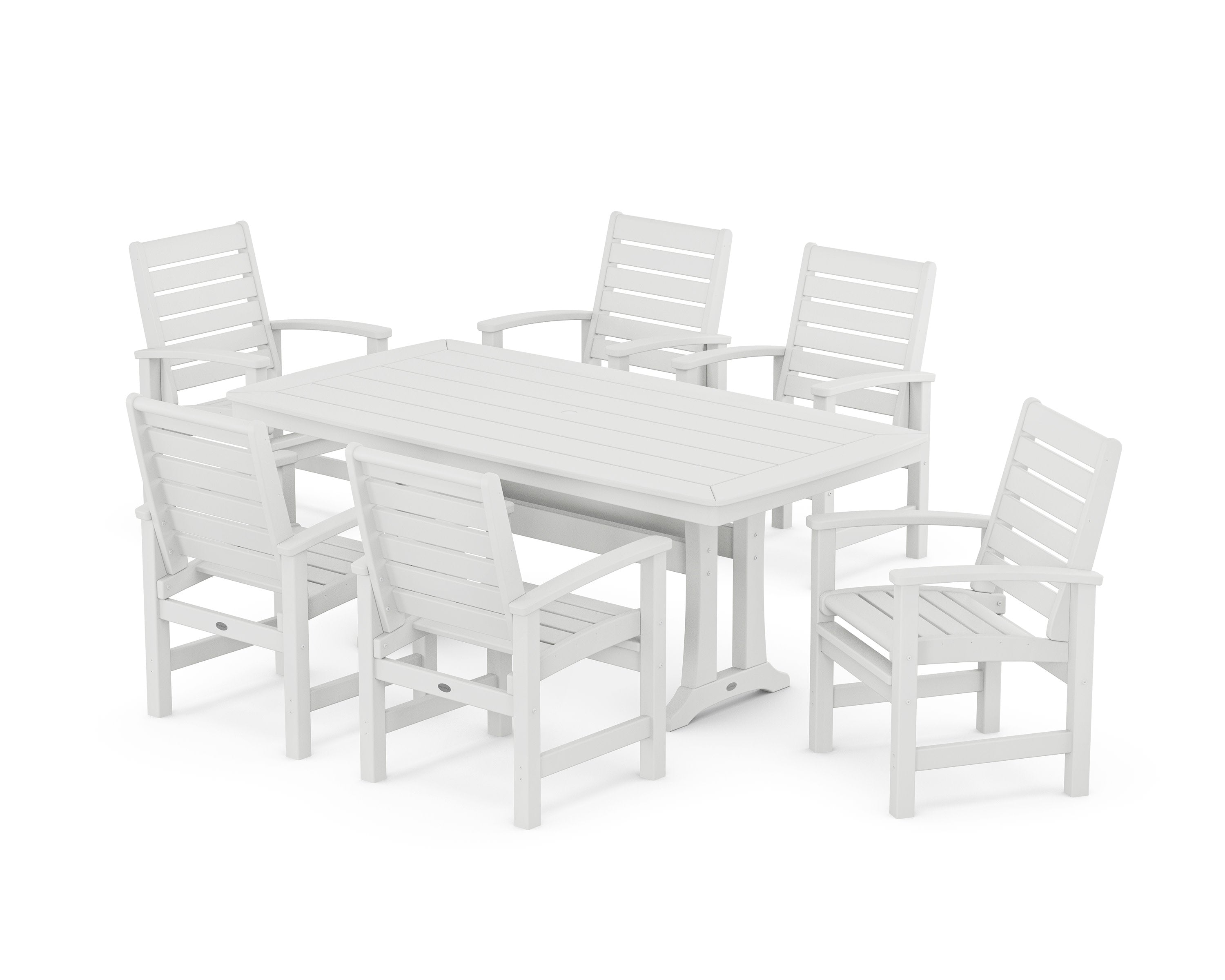 Signature 7-Piece Dining Set with Trestle Legs in White