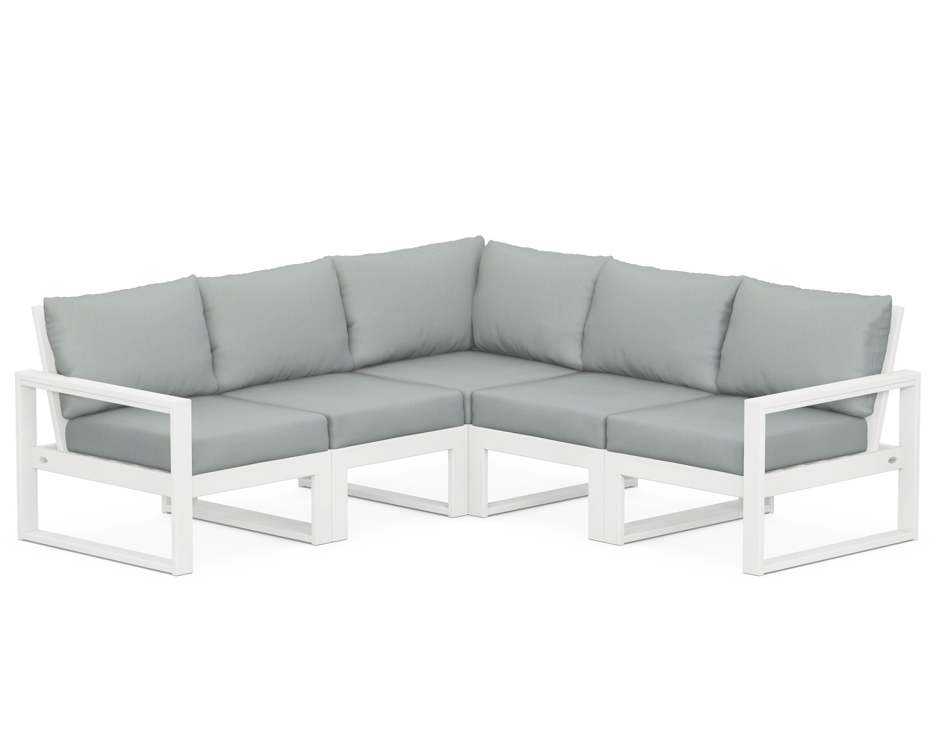 EDGE 5-Piece Modular Deep Seating Set in White / Spa