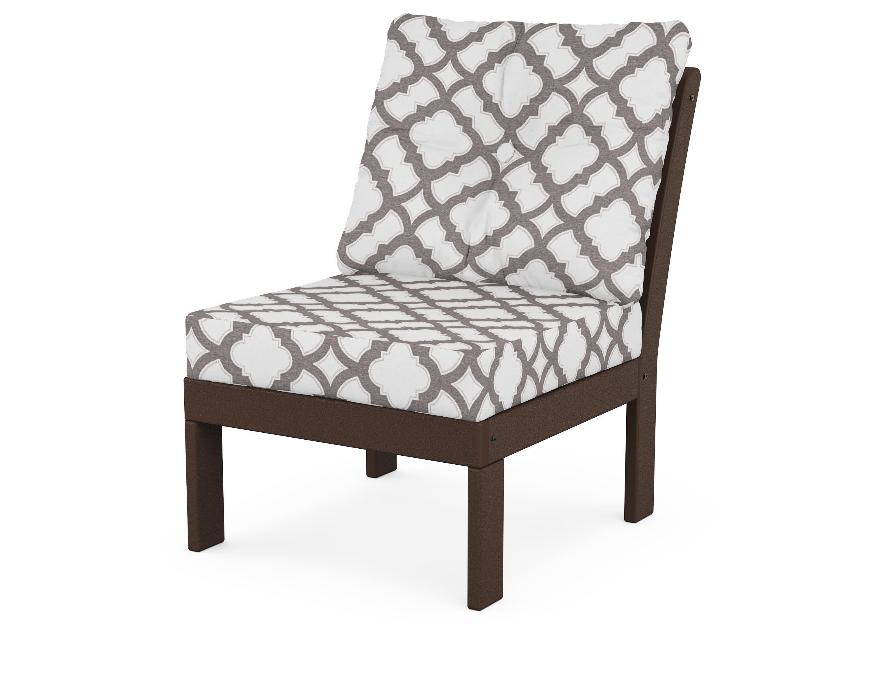 Vineyard Modular Armless Chair in Mahogany / Trellis Grey Mist