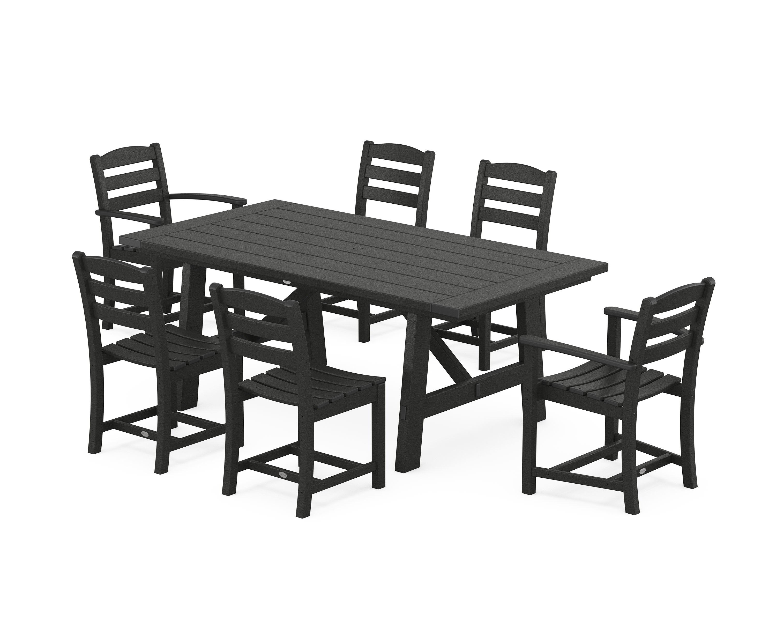 La Casa Caf 7-Piece Rustic Farmhouse Dining Set in Black