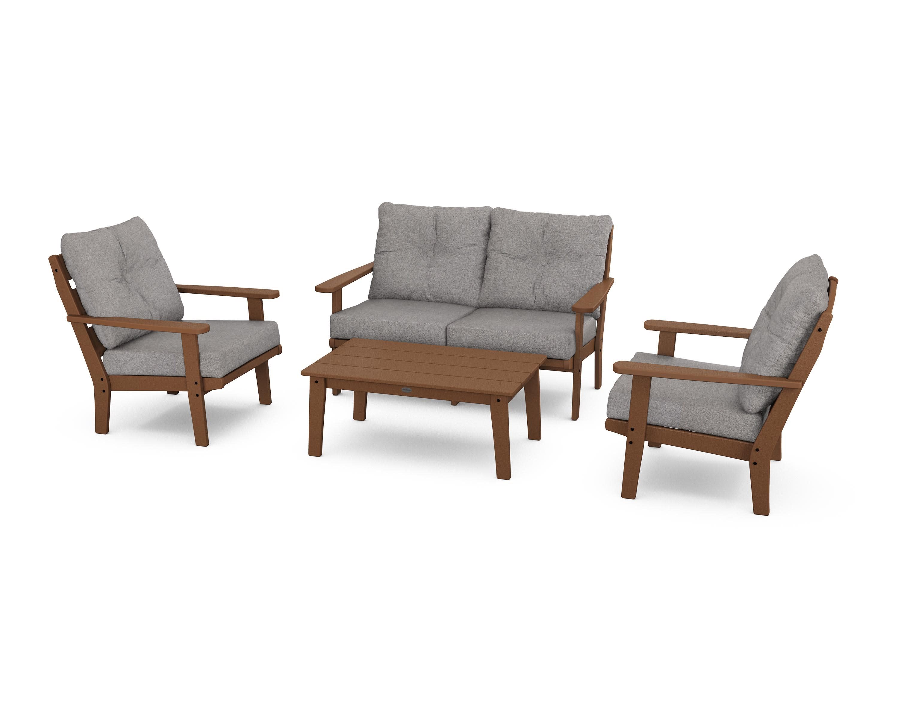 Lakeside 4-Piece Deep Seating Set in Teak / Grey Mist