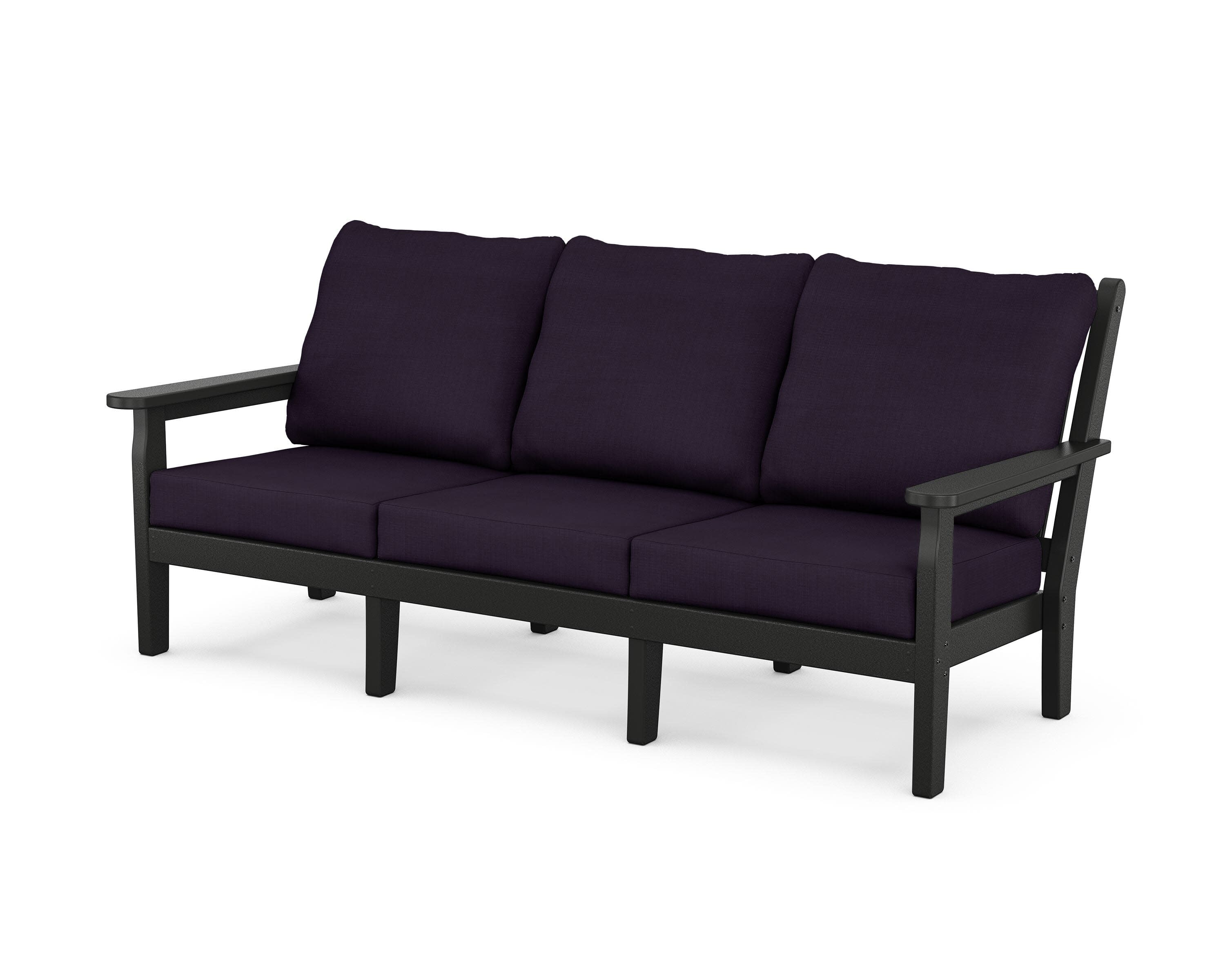Chippendale Deep Seating Sofa in Black / Navy Linen