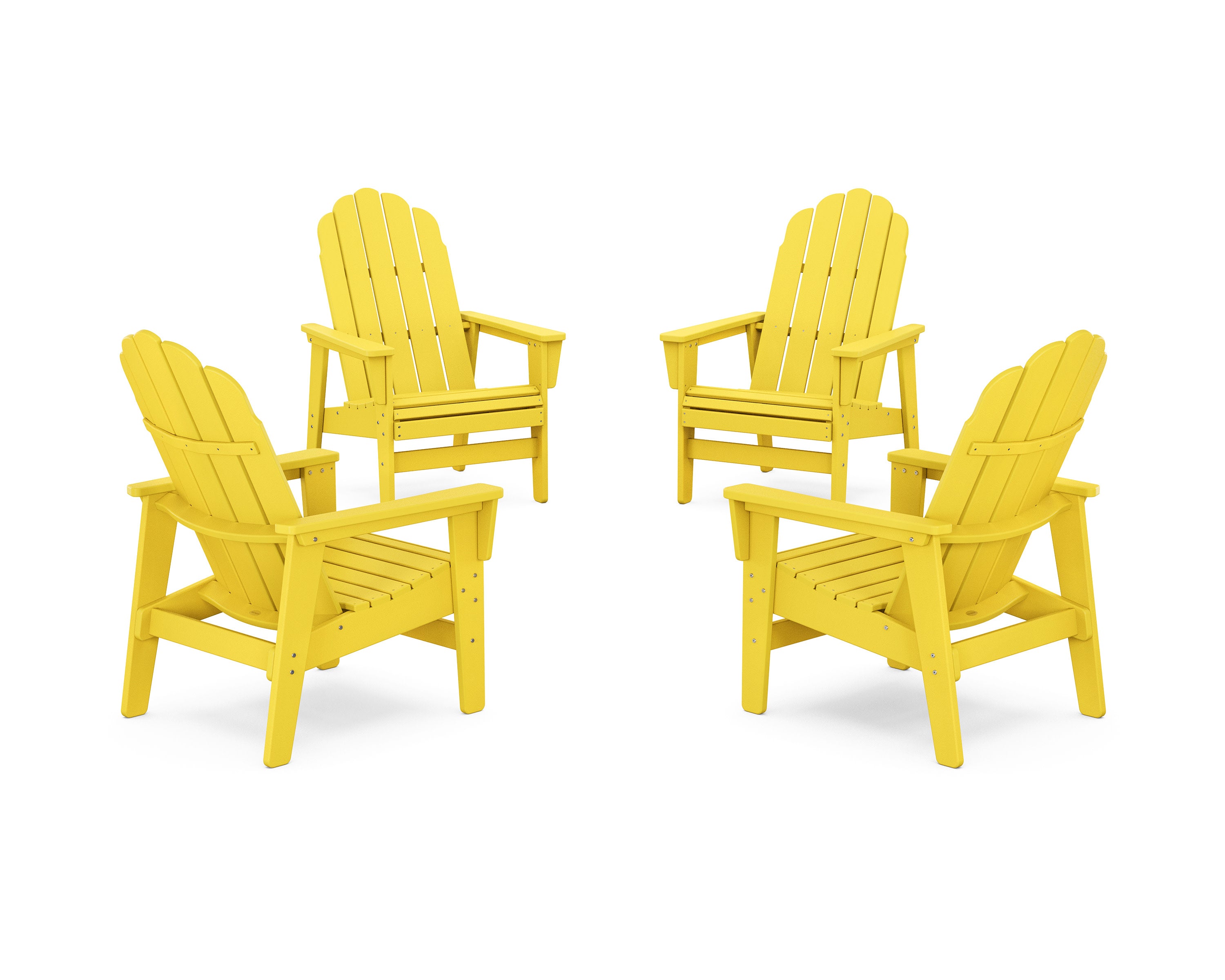 4-Piece Vineyard Grand Upright Adirondack Chair Conversation Set in Lemon