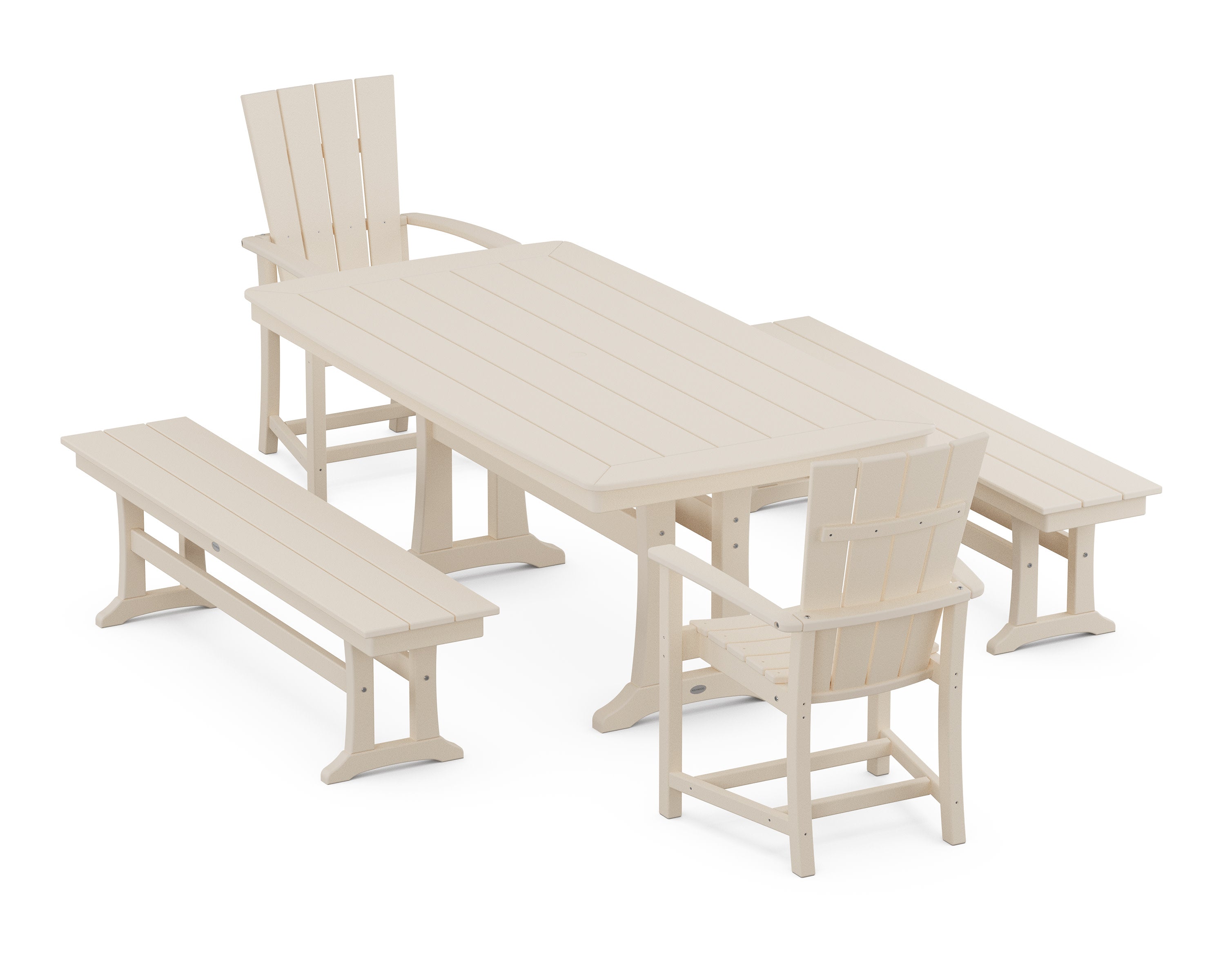 Quattro 5-Piece Dining Set with Trestle Legs in Sand