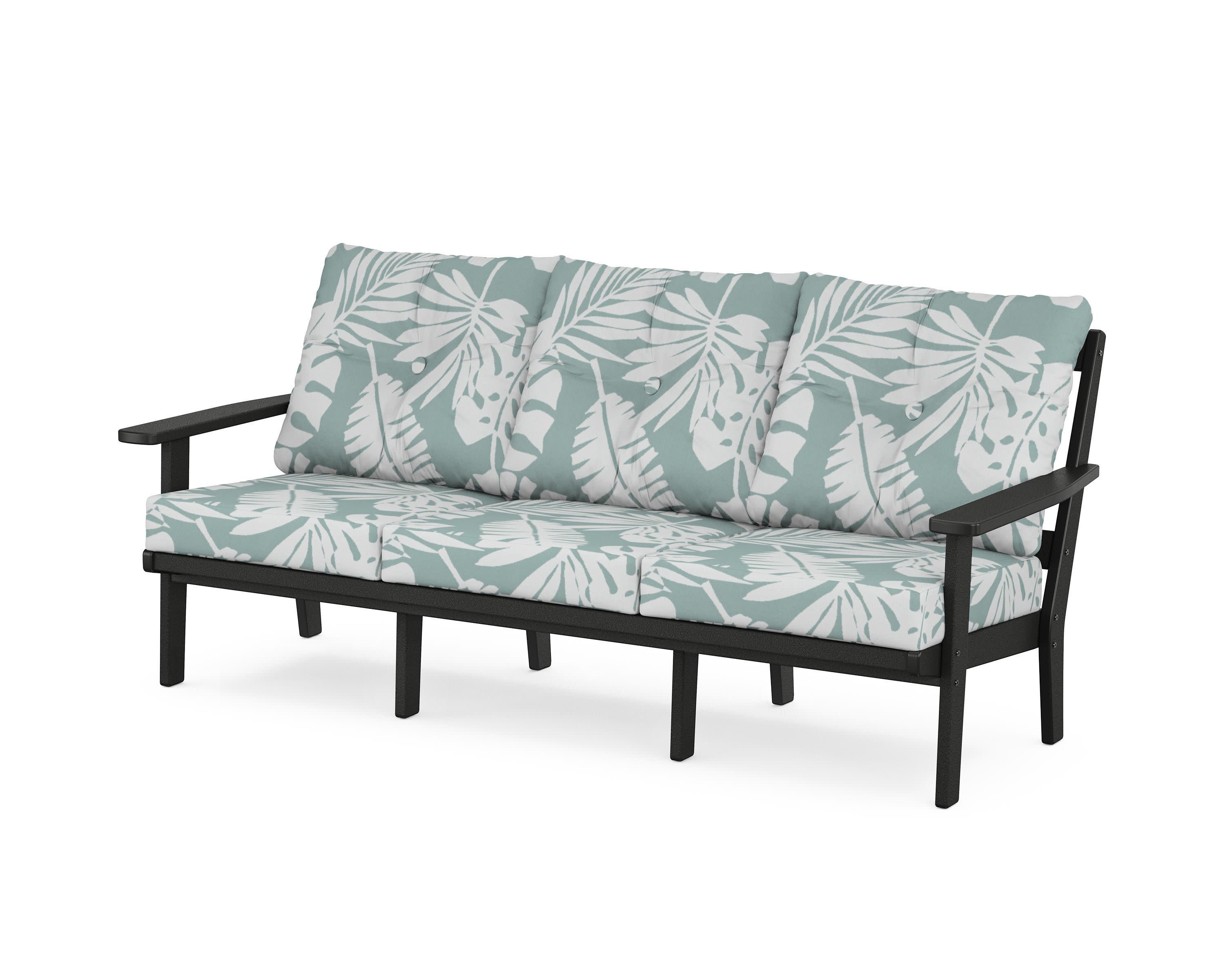 PrairieDeep Seating Sofa in Black / Leaf Glacier Spa
