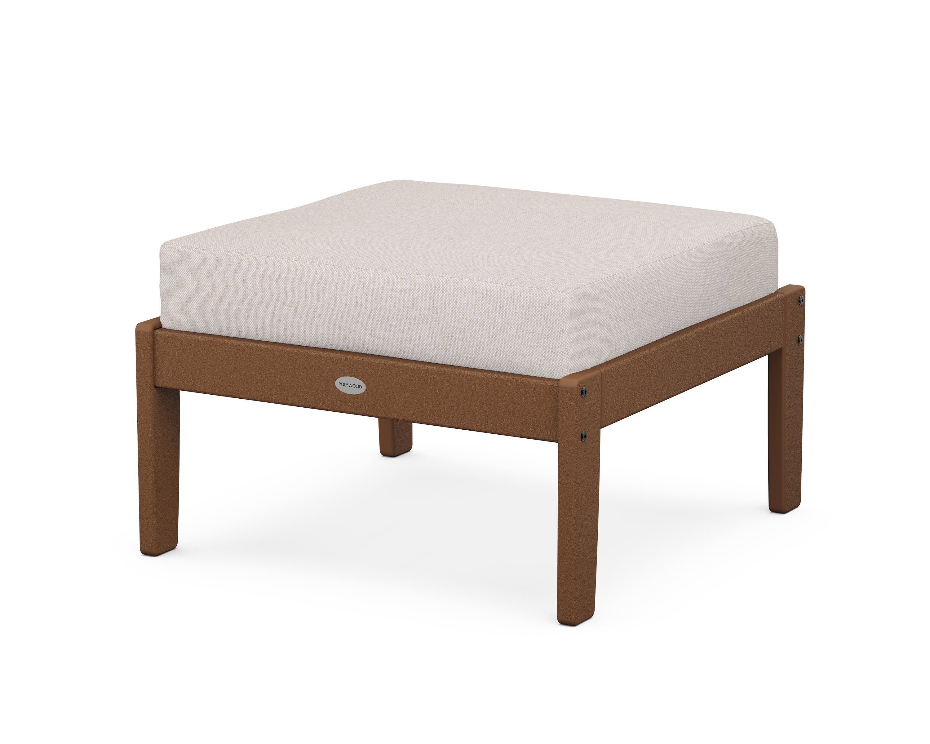 Braxton Deep Seating Ottoman in Teak / Dune Burlap