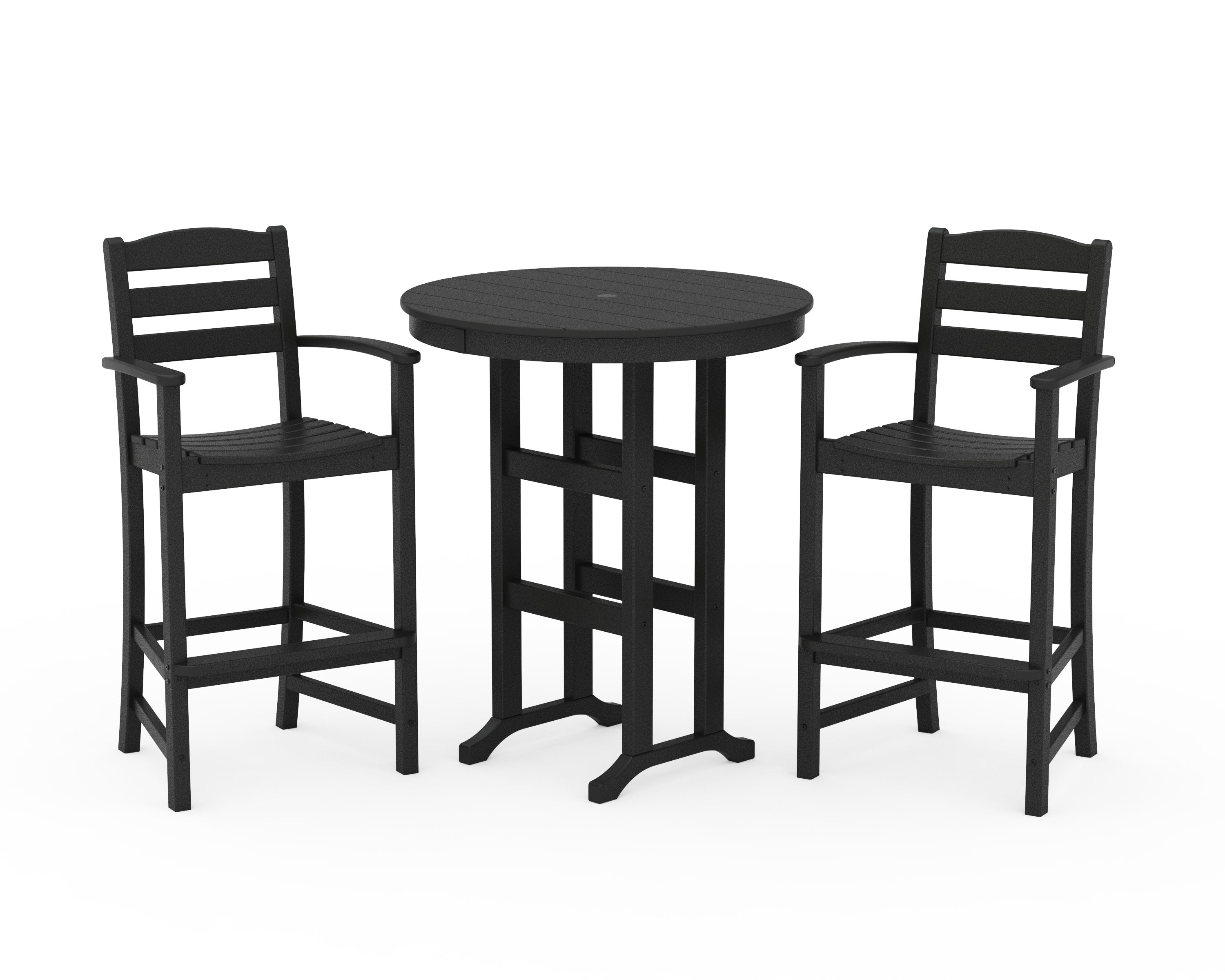 La Casa Caf 3-Piece Round Farmhouse Bar Set in Black