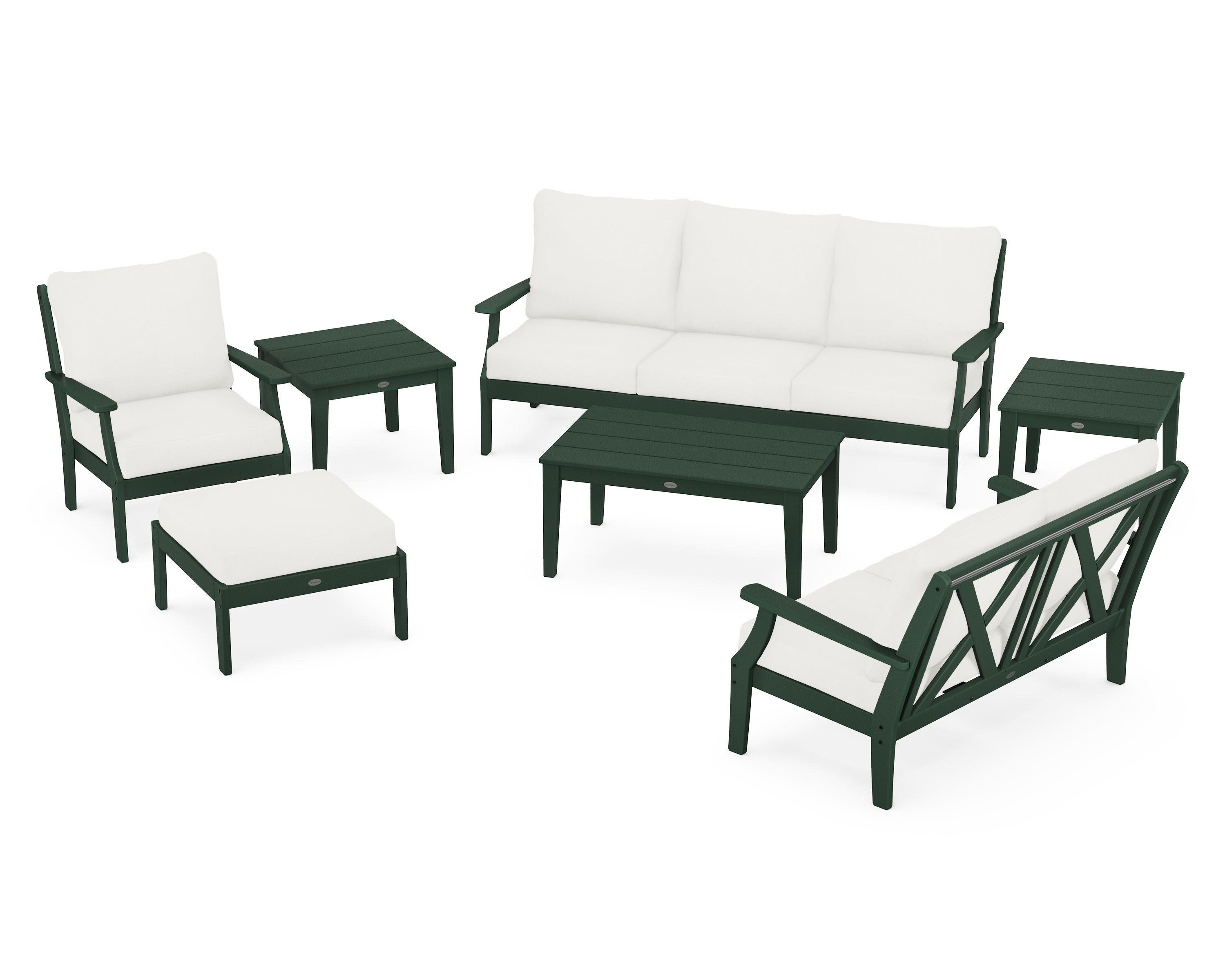 Braxton 7-Piece Deep Seating Set in Green / Natural Linen