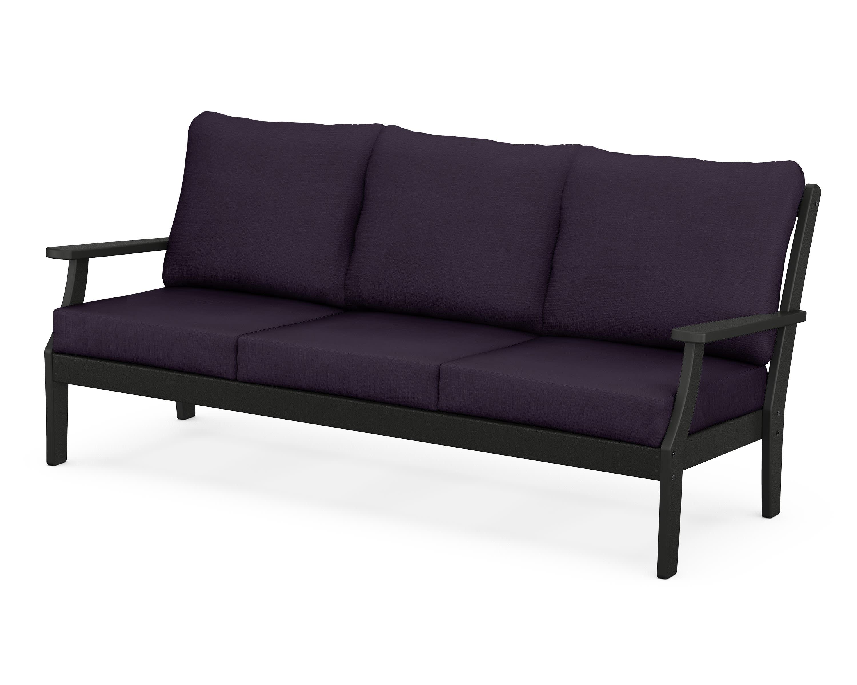 Braxton Deep Seating Sofa in Black / Navy Linen