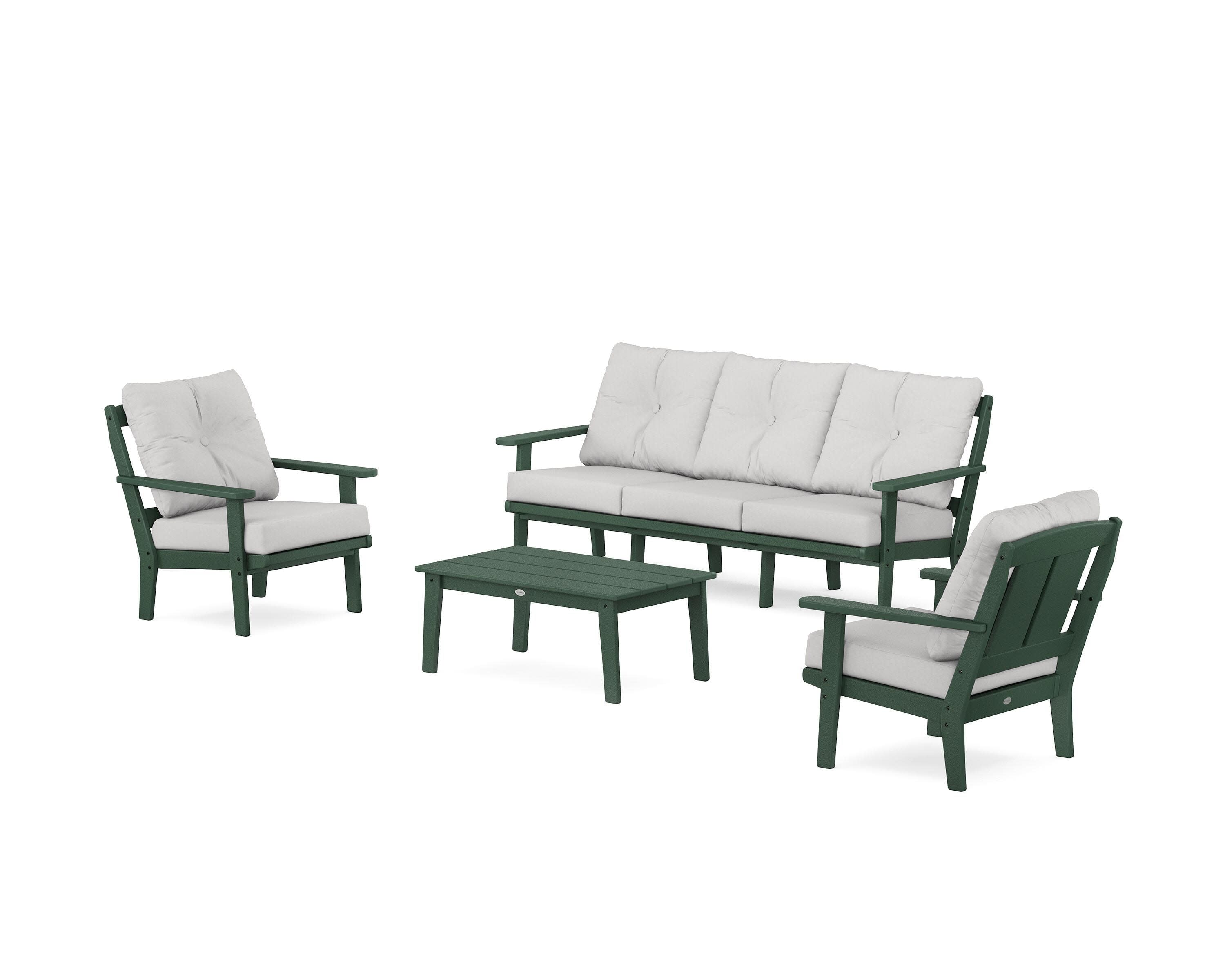 Mission 4-Piece Deep Seating Set with Sofa in Green / Diamond in the Rough