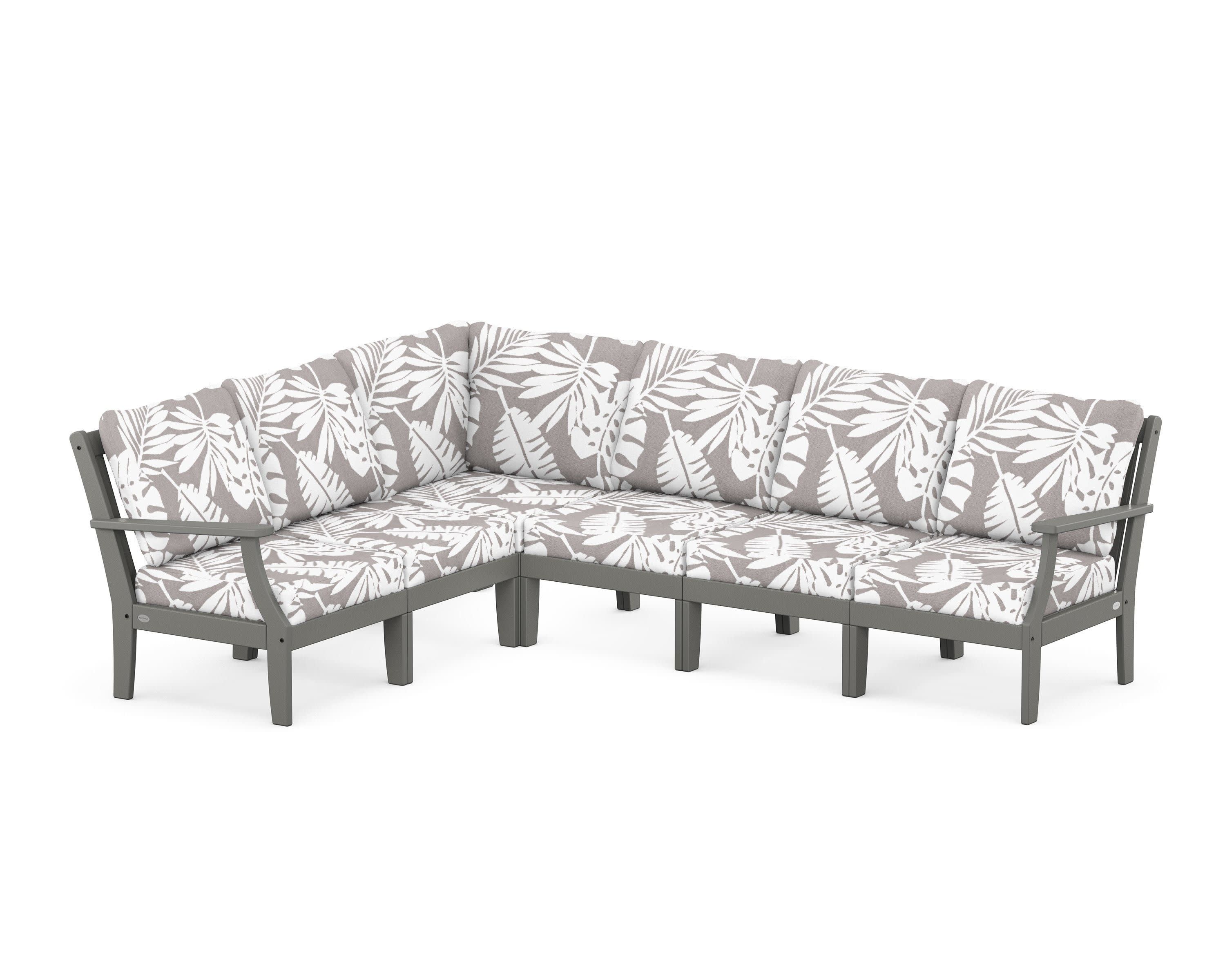 Braxton Modular 6-Piece Deep Seating Set in Slate Grey / Leaf Grey Mist