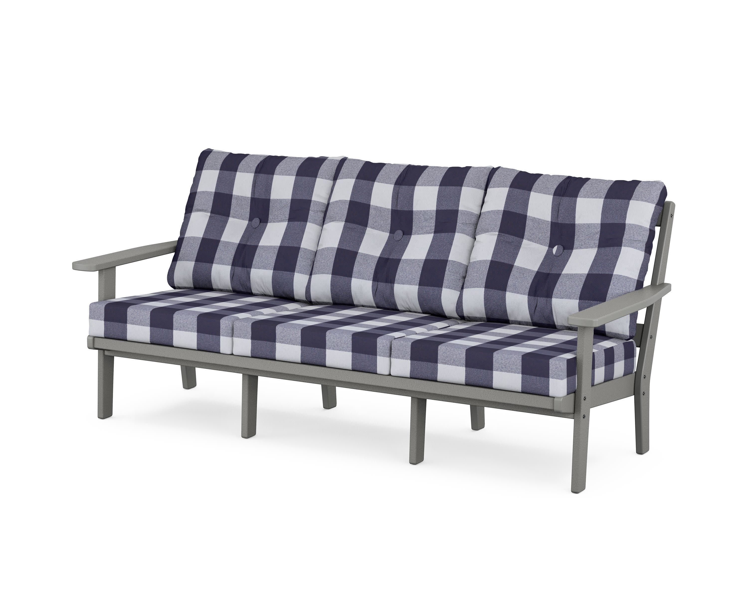 Oxford Deep Seating Sofa in Slate Grey / Buffalo Plaid Navy