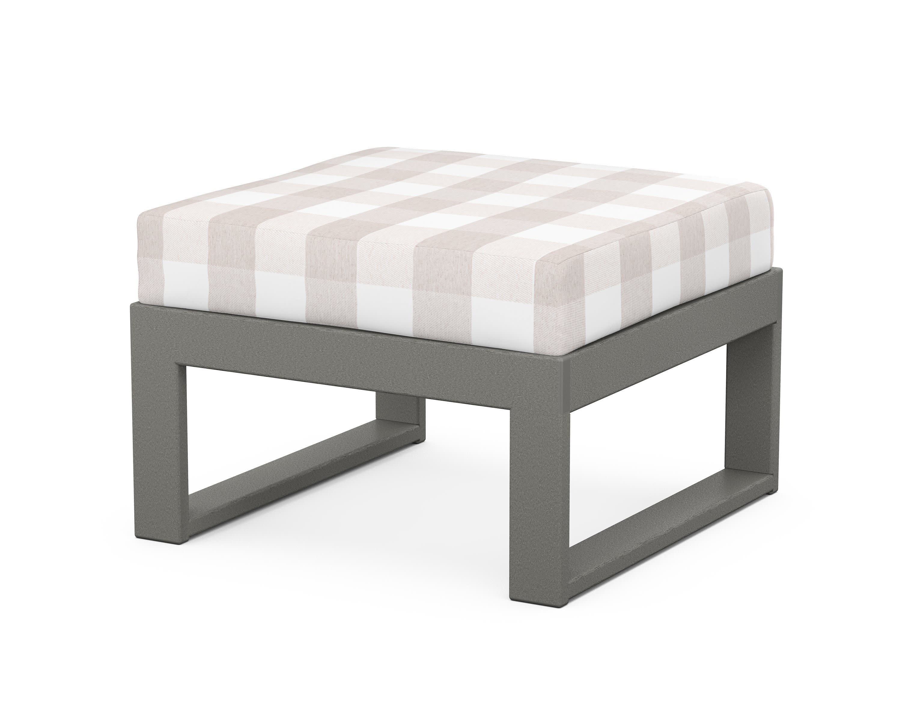 Modular Ottoman - Modern in Slate Grey / Buffalo Plaid Dune Burlap