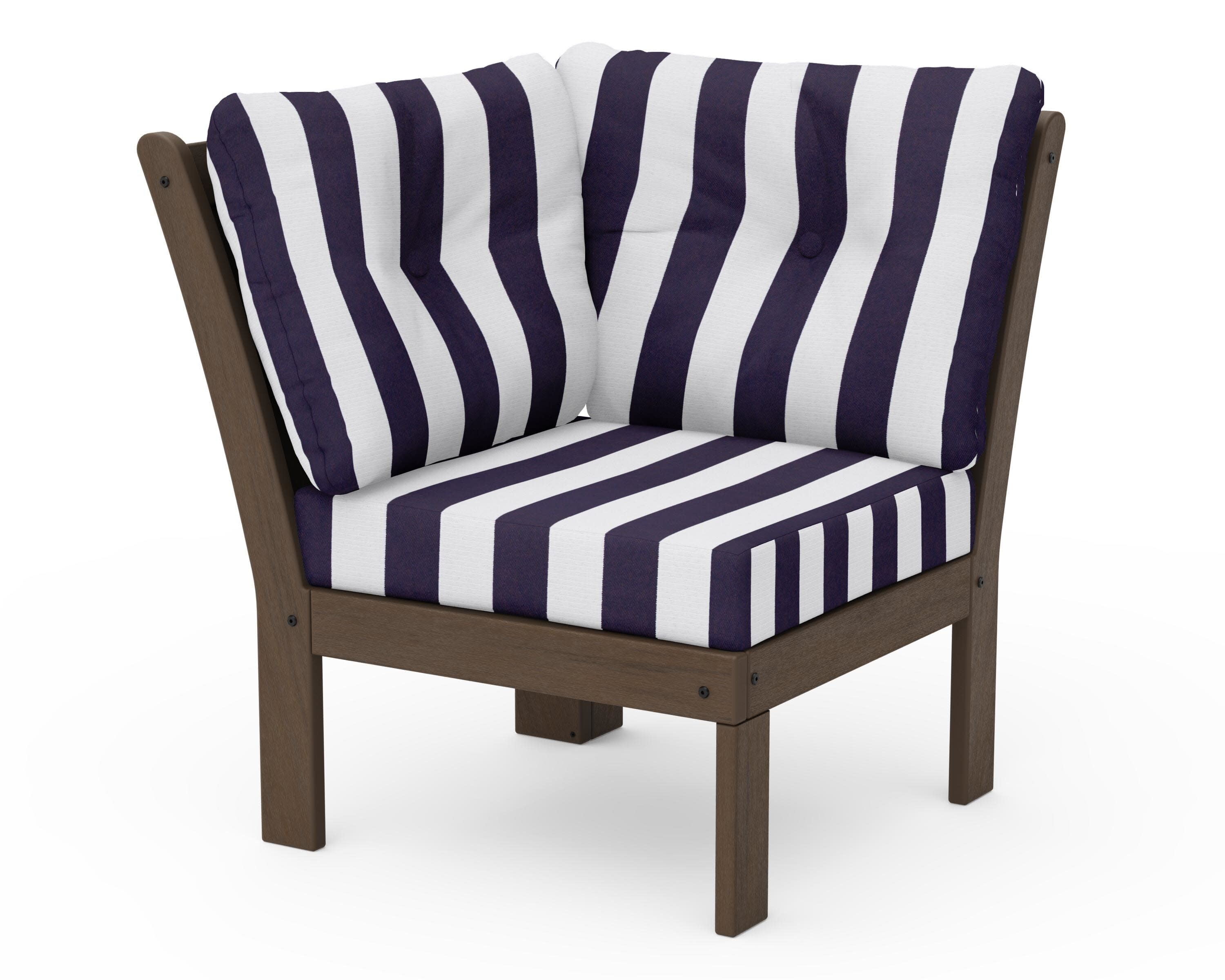 Vineyard Modular Corner Chair in Kona / Cabana Stripe Navy