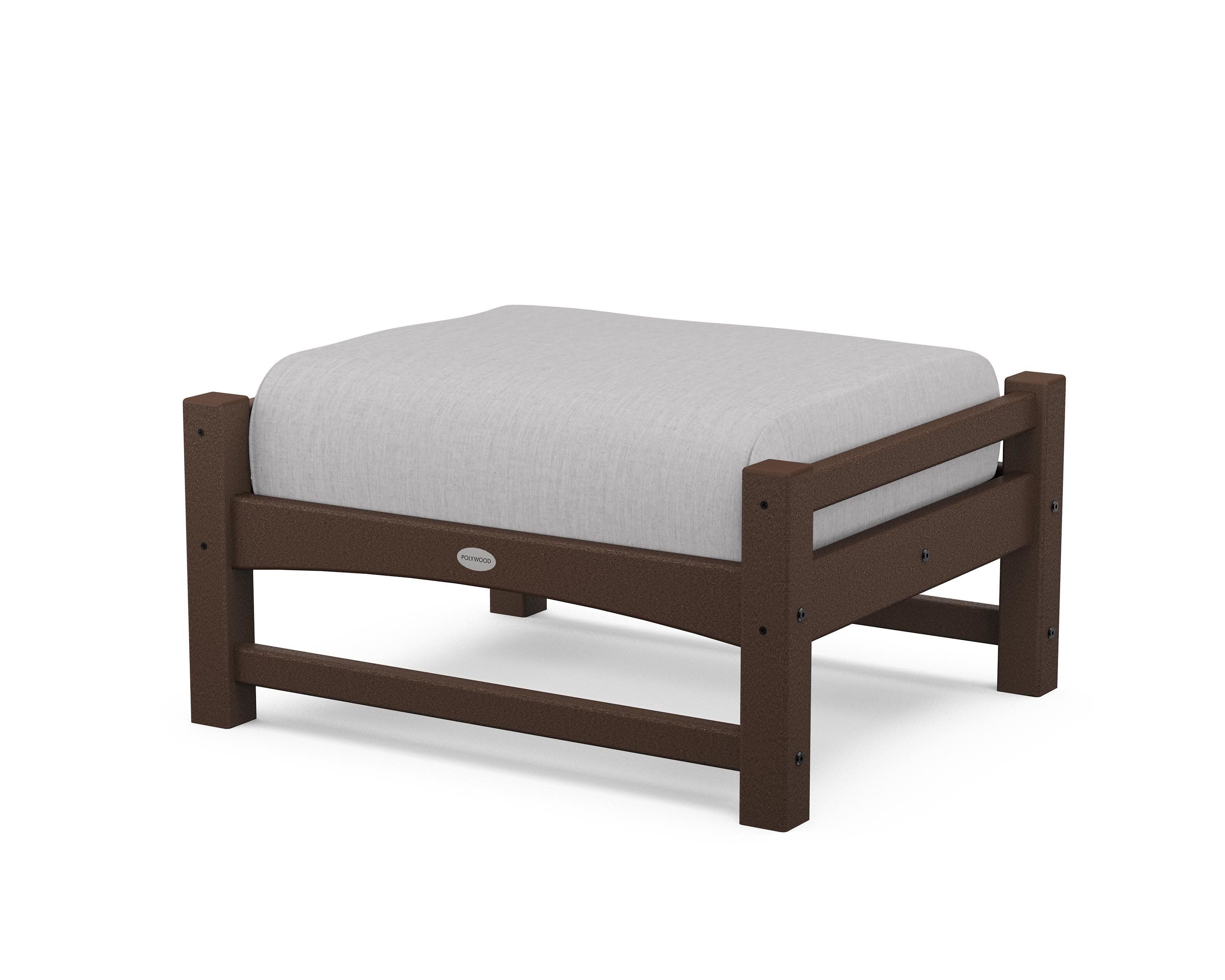 Club Ottoman in Mahogany / Granite