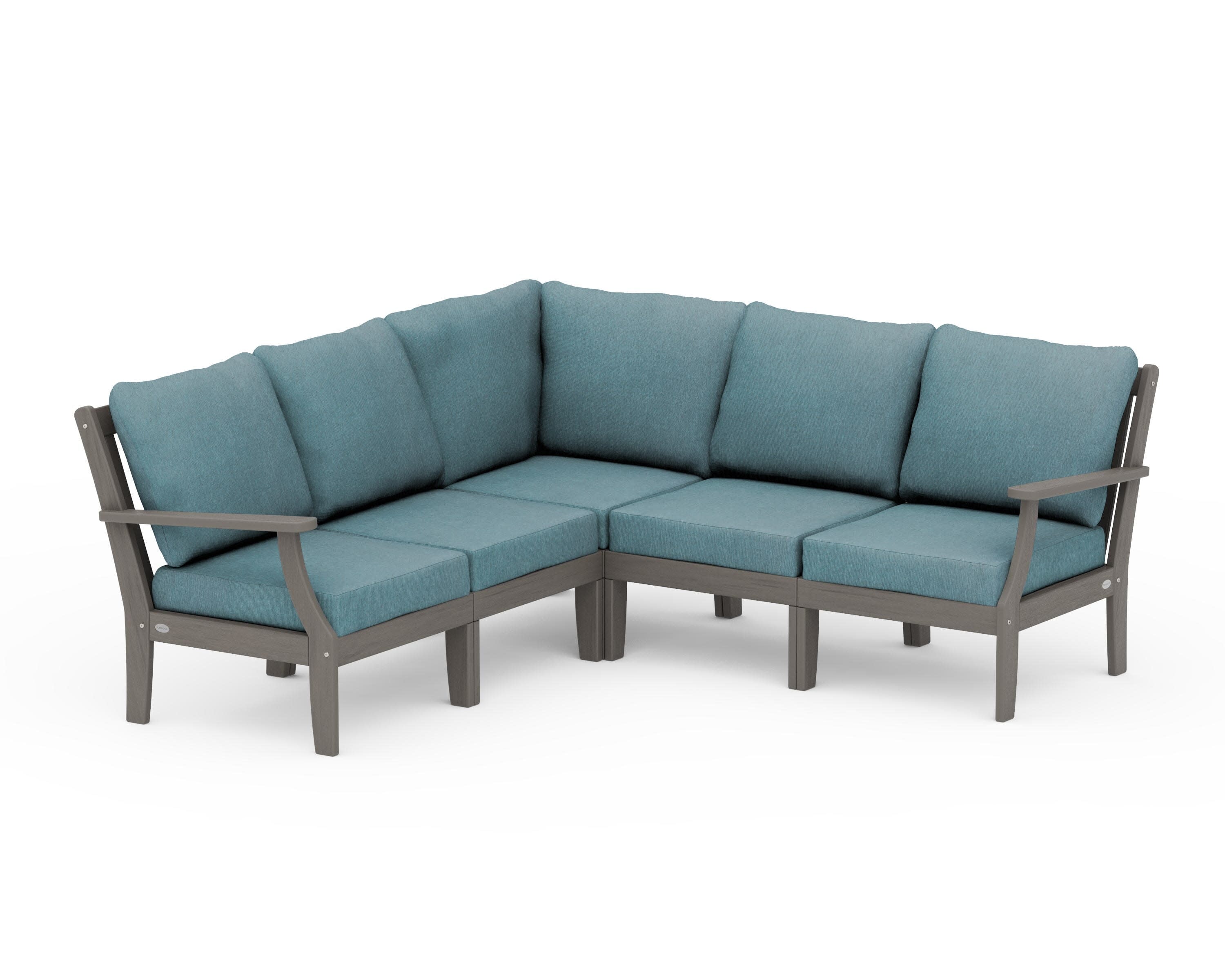Braxton Modular 5-Piece Deep Seating Set in Driftwood / Ocean Teal