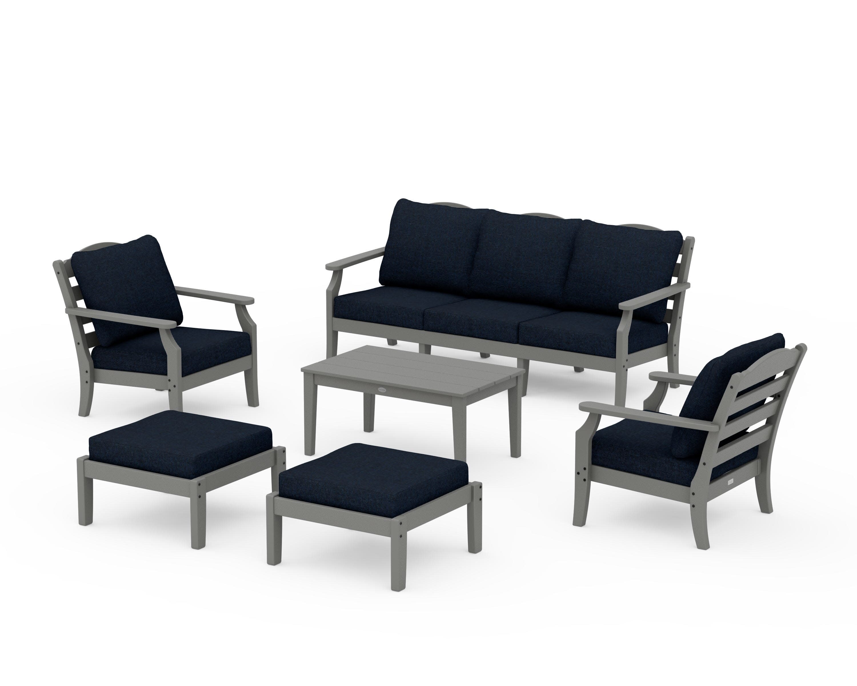 Savannah 6-Piece Lounge Sofa Set in Slate Grey / Marine Indigo