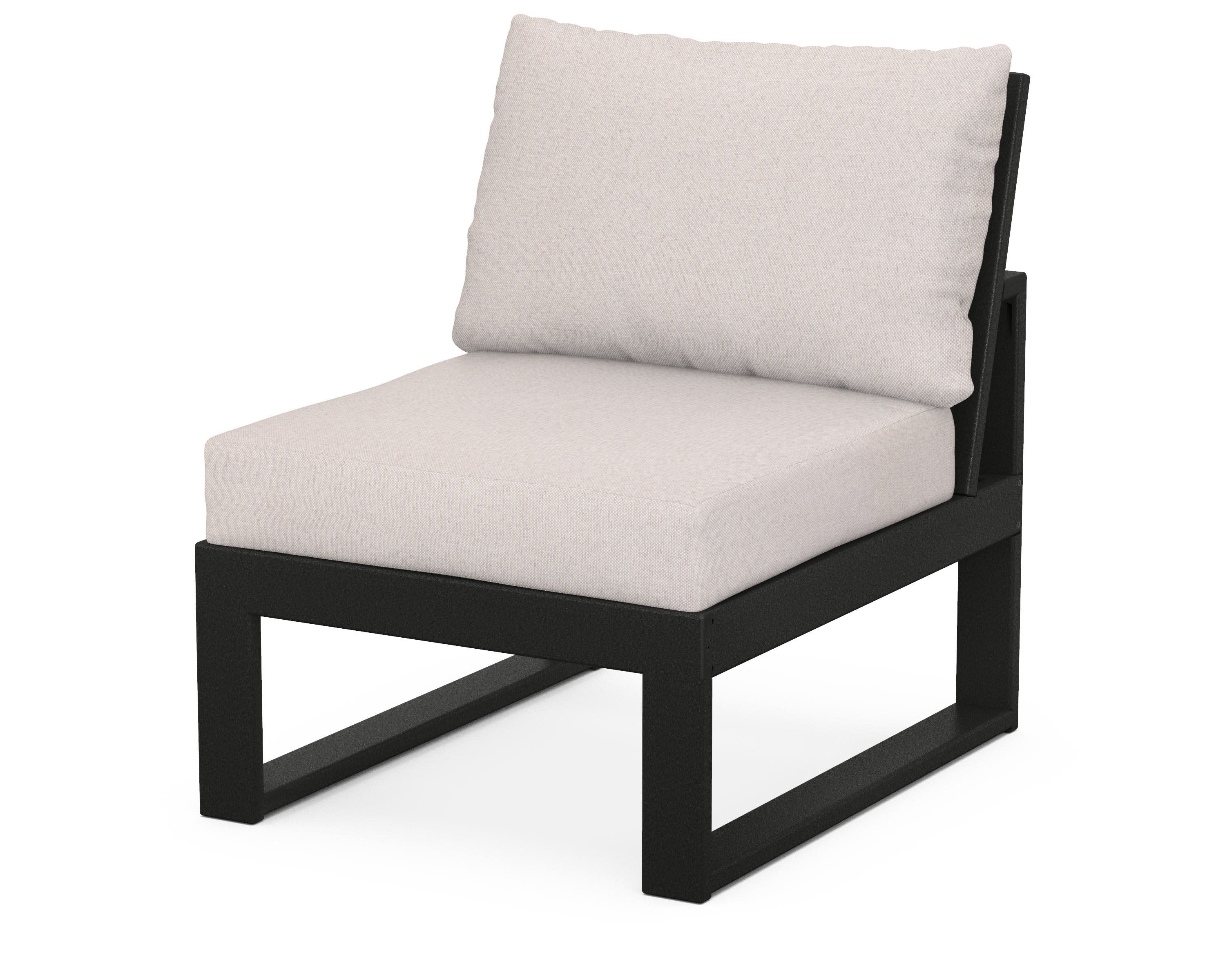 Modular Armless Chair in Black / Dune Burlap