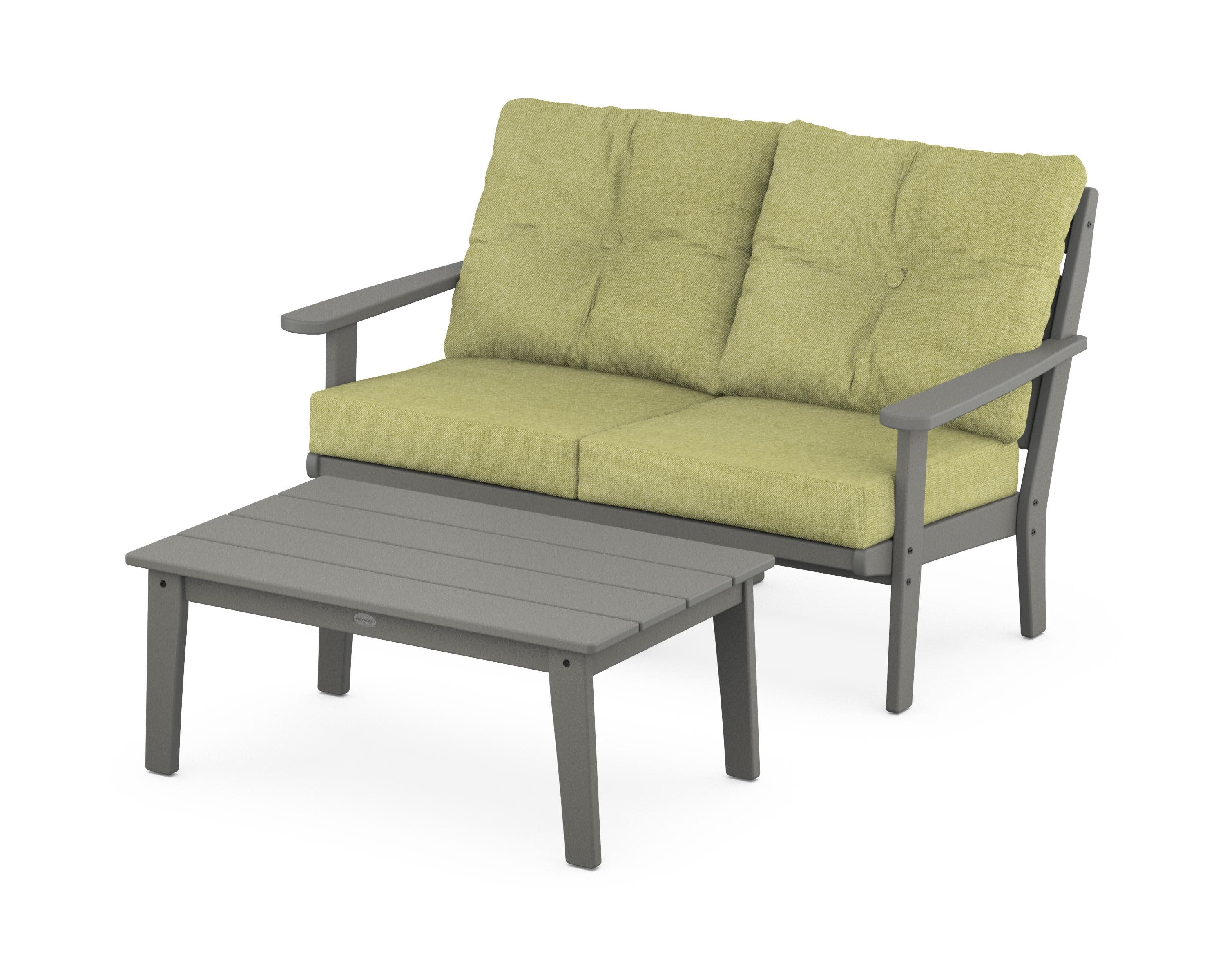 Lakeside 2-Piece Lounge Loveseat Set in Slate Grey / Chartreuse Boucle
