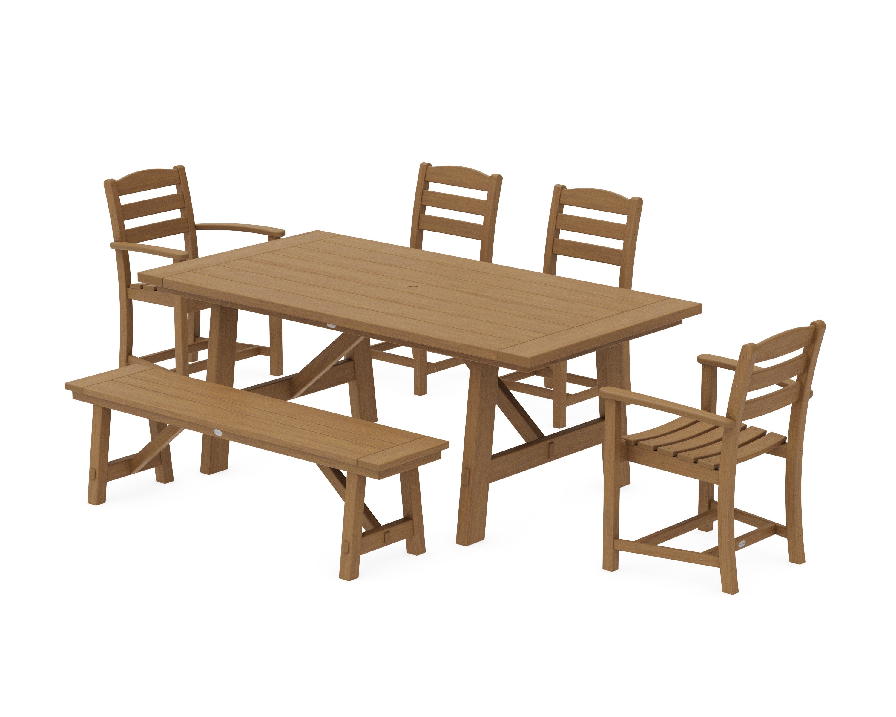 La Casa Caf 6-Piece Rustic Farmhouse Dining Set with Bench in Natural