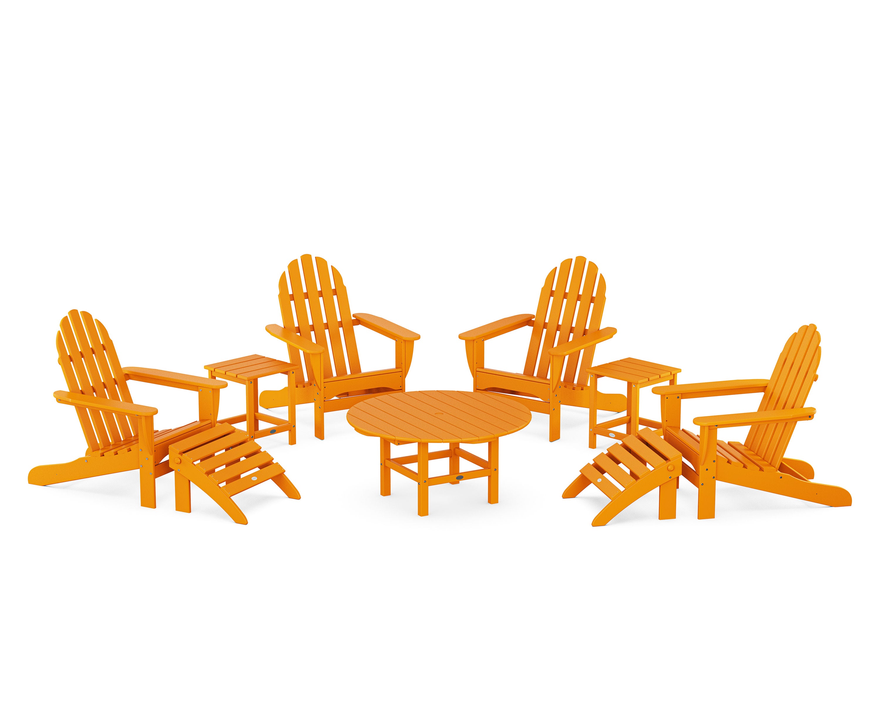 Classic Adirondack Chair 9-Piece Conversation Set in Tangerine