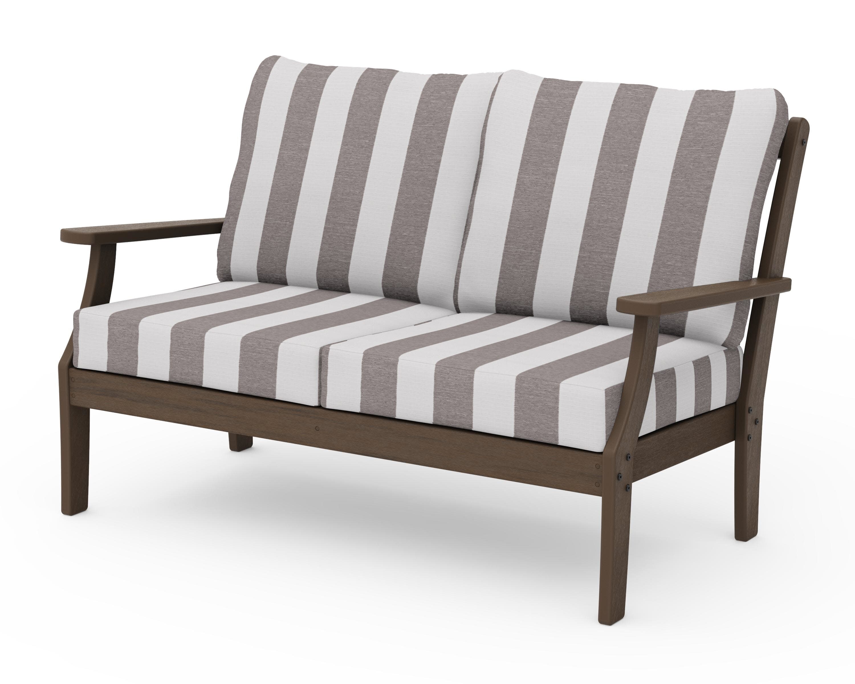 Braxton Deep Seating Loveseat in Kona / Cabana Stripe Grey Mist