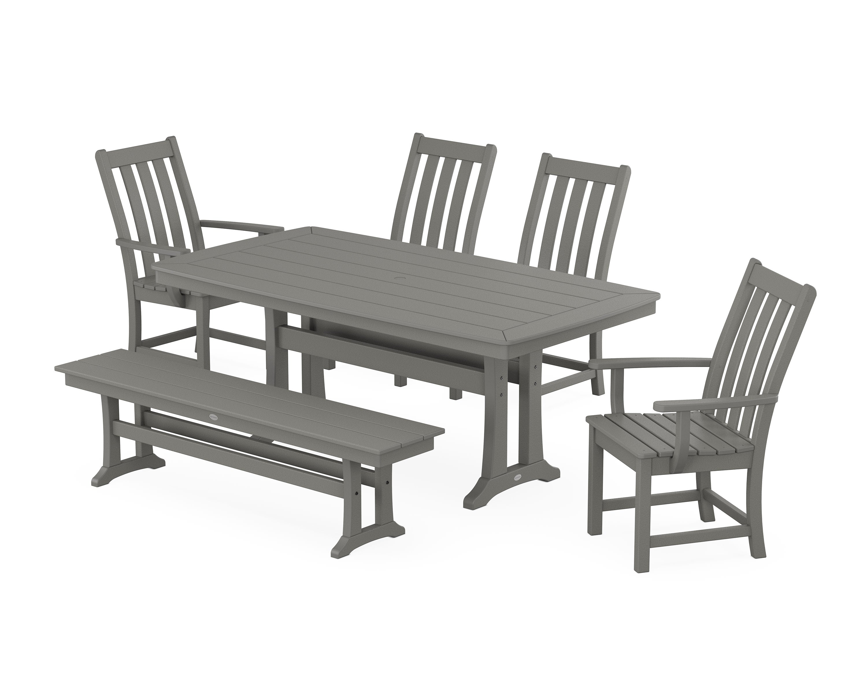 Vineyard 6-Piece Dining Set with Trestle Legs in Slate Grey