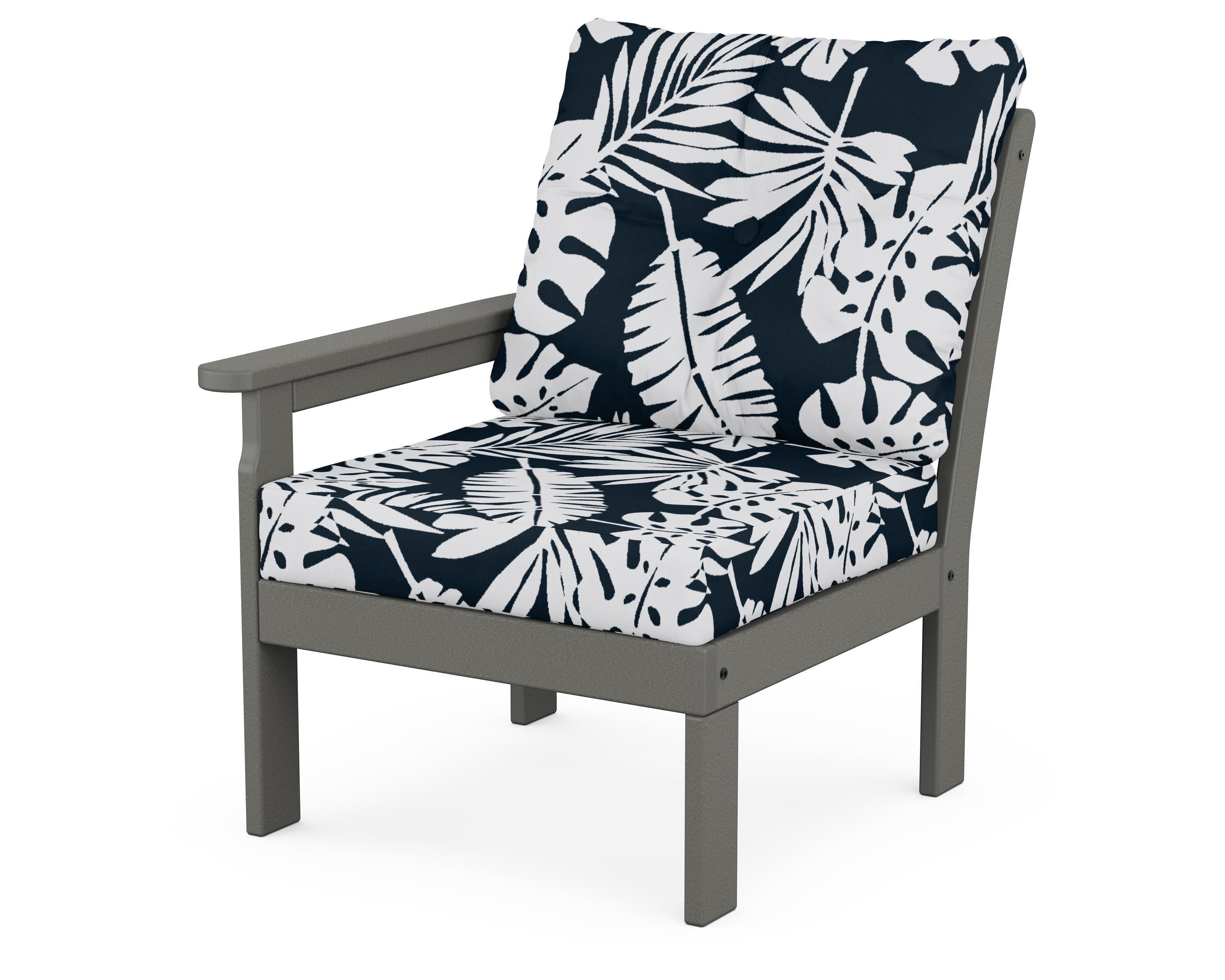 Vineyard Modular Left Arm Chair in Slate Grey / Leaf Marine Indigo